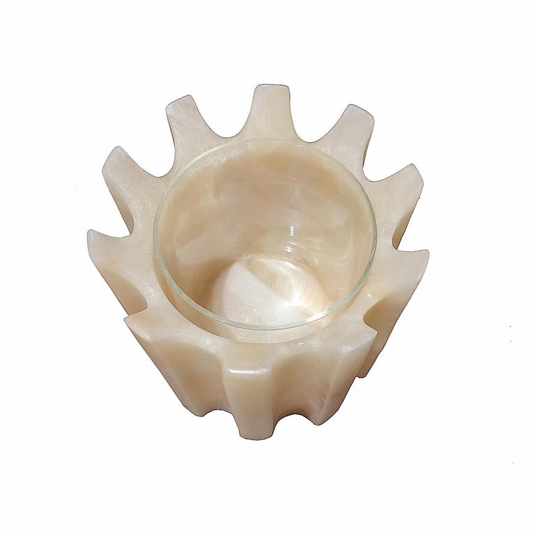 Cylindrical Onyx Vase with Inner Container, "Greek" Style For Sale at