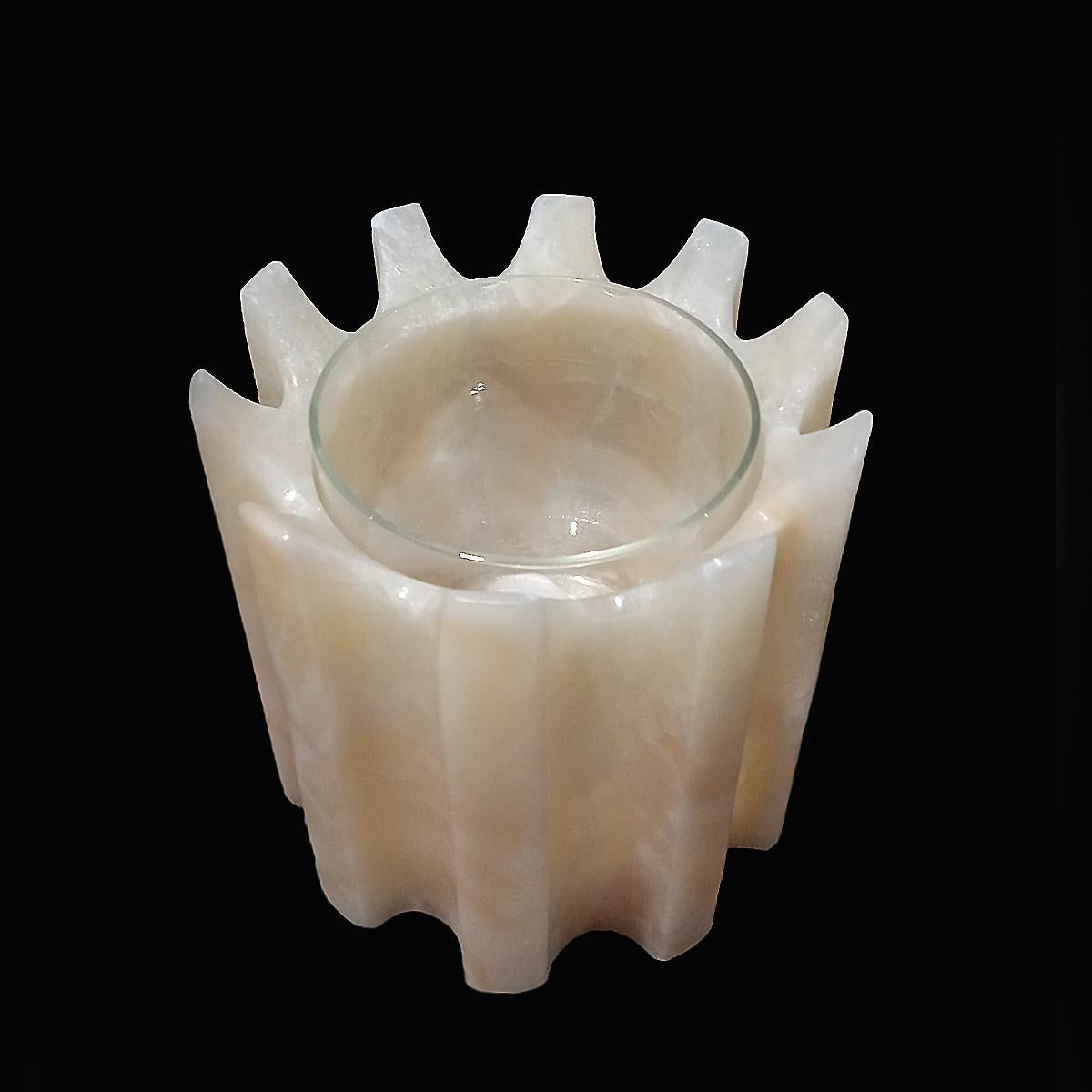 Cylindrical Onyx Vase with Inner Container, 
