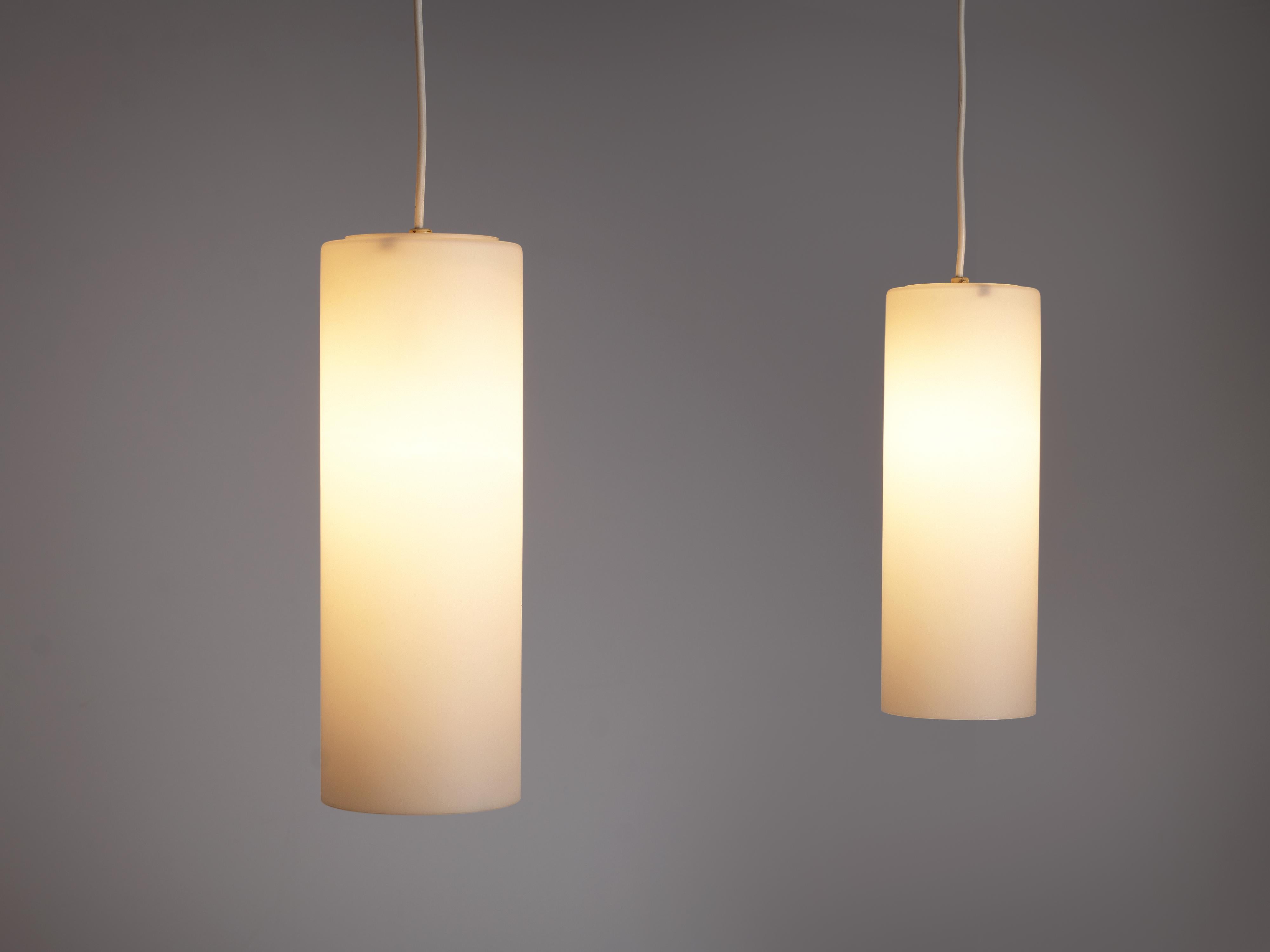 European Cylindrical Pendant Lamps in Matted Glass