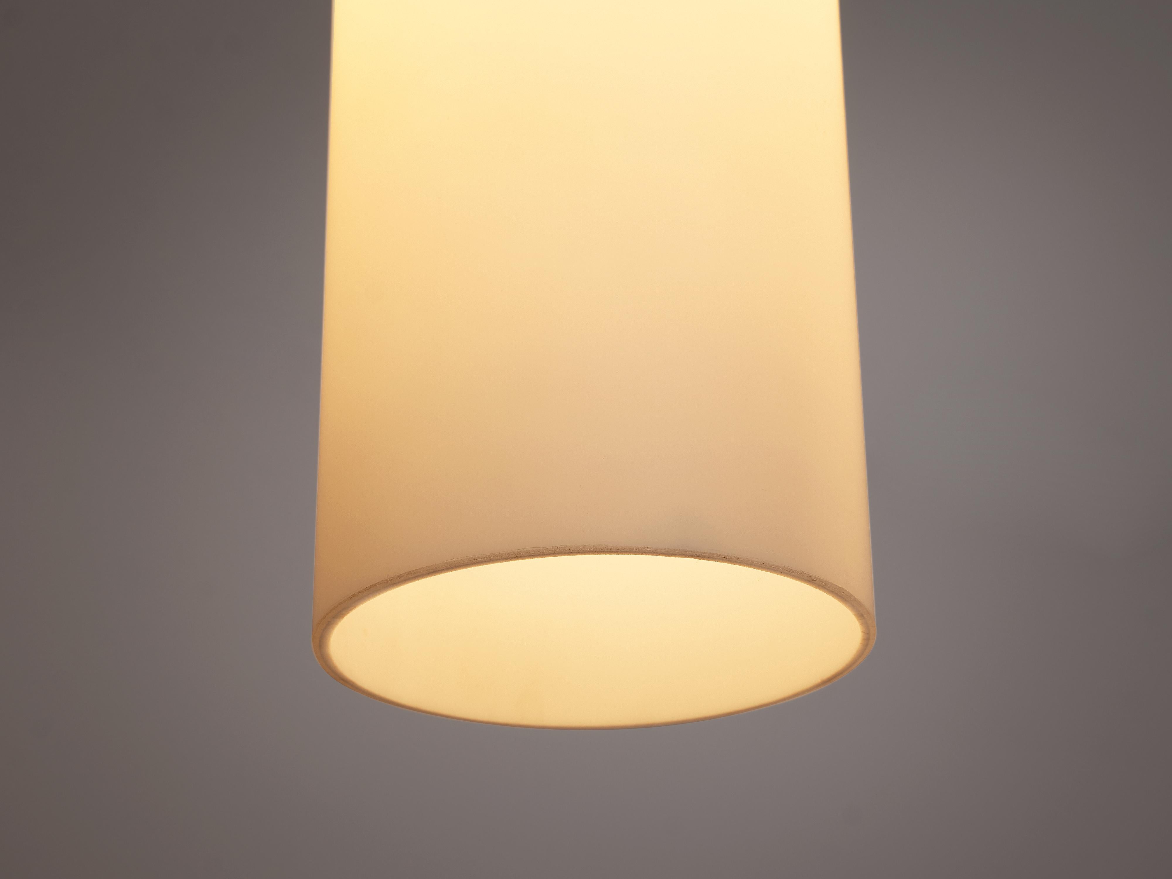 Late 20th Century Cylindrical Pendant Lamps in Matted Glass