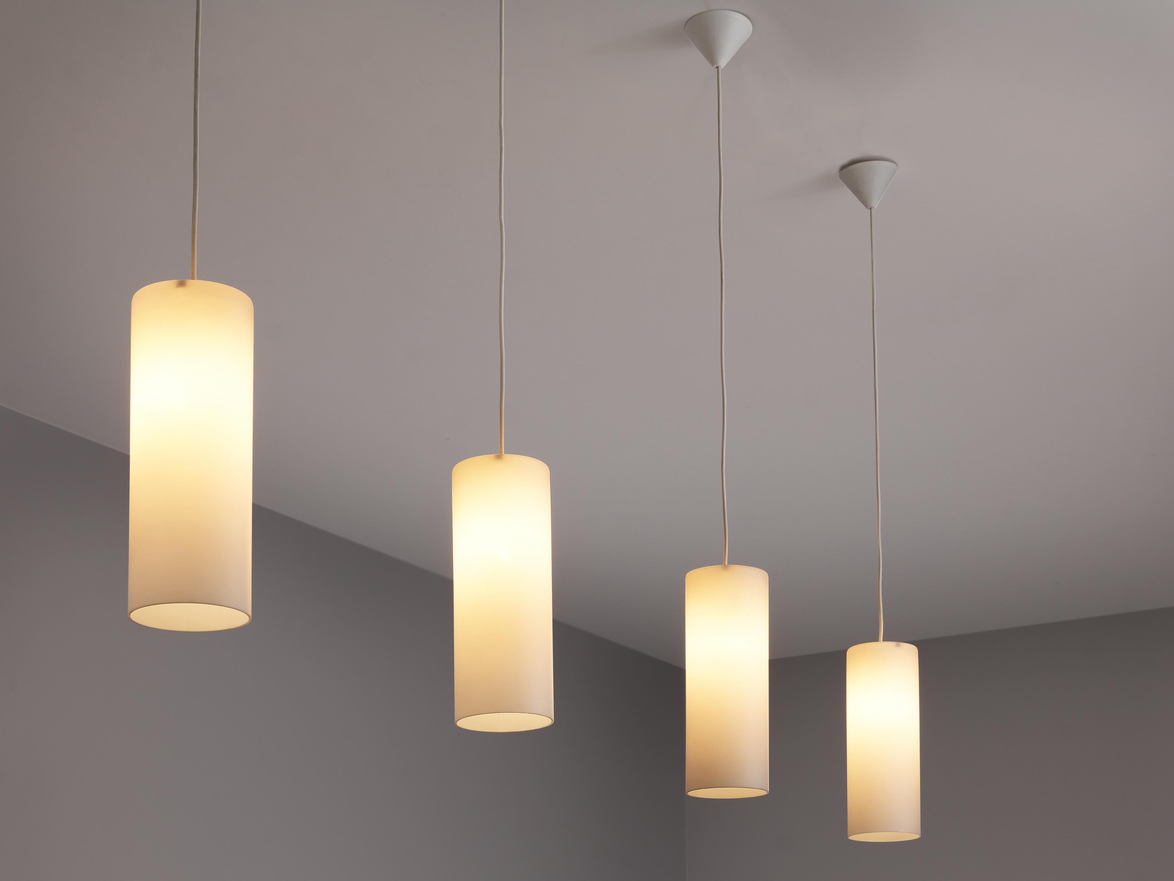Cylindrical Pendant Lamps in Matted Glass 1