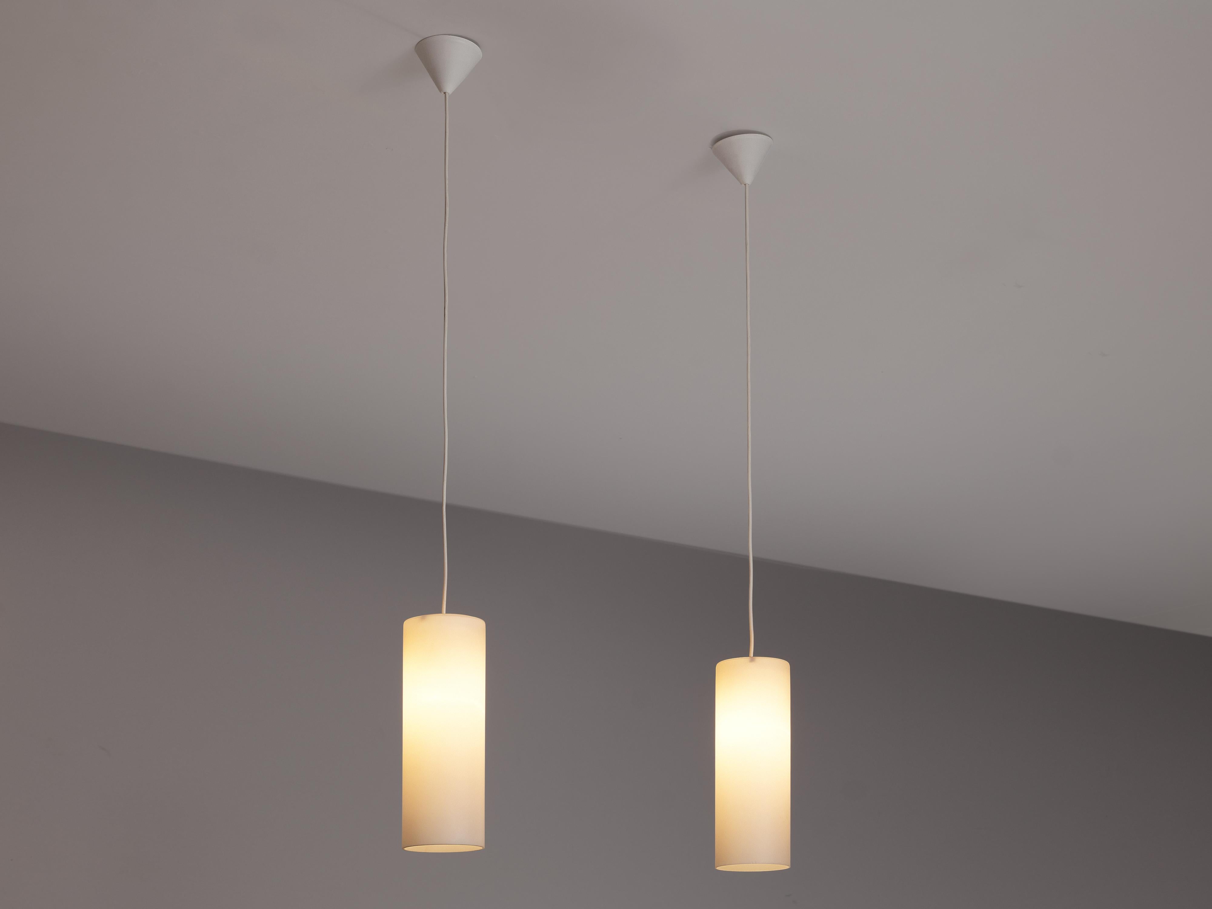 Cylindrical Pendant Lamps in Matted Glass 2