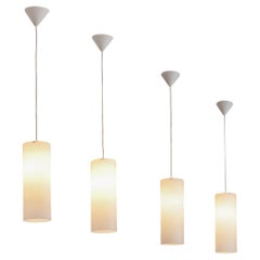 Vintage Cylindrical Pendant Lamps in Matted Glass 