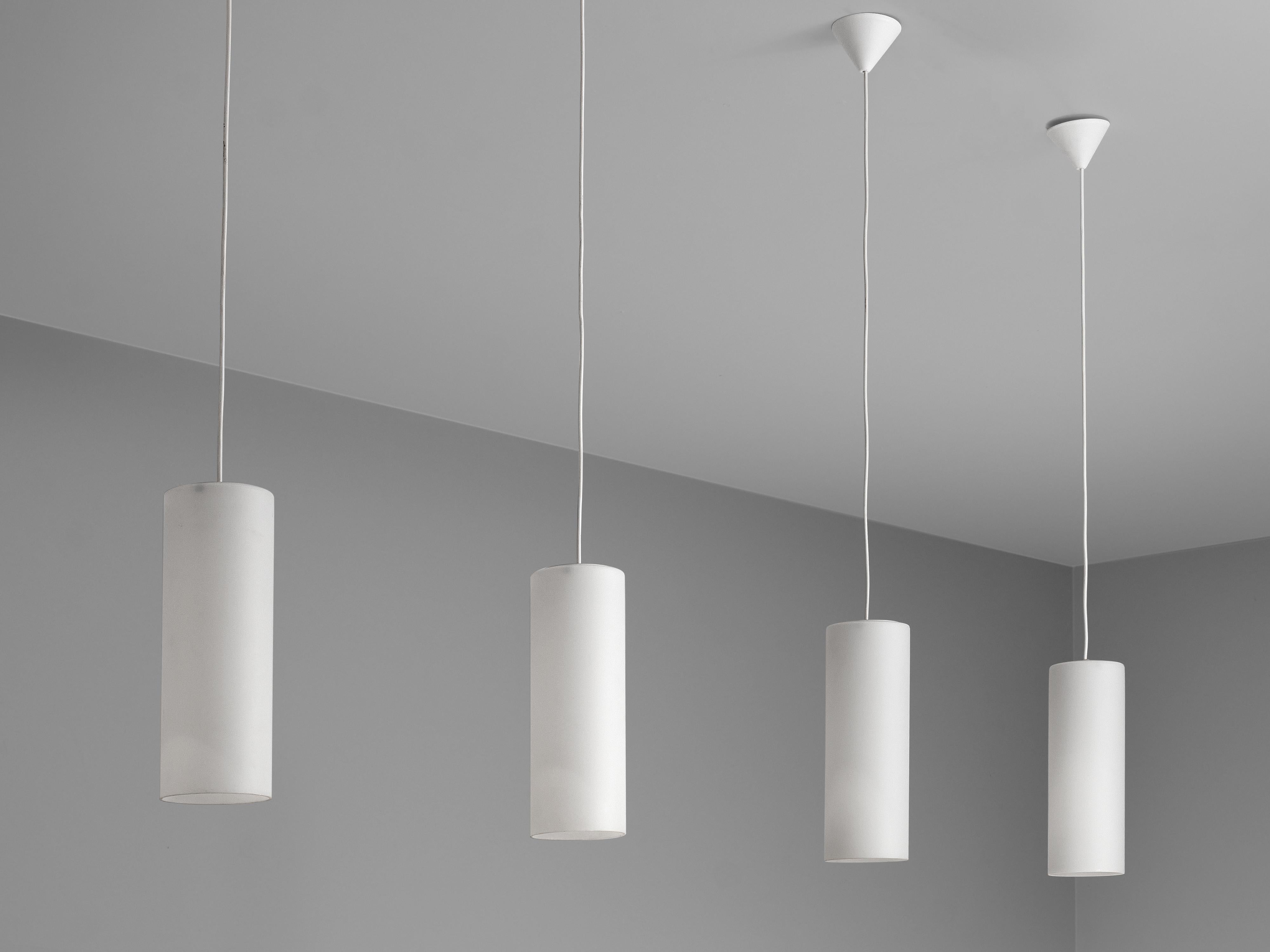 Cylindrical Pendant Lamps in Matted Glass For Sale 5