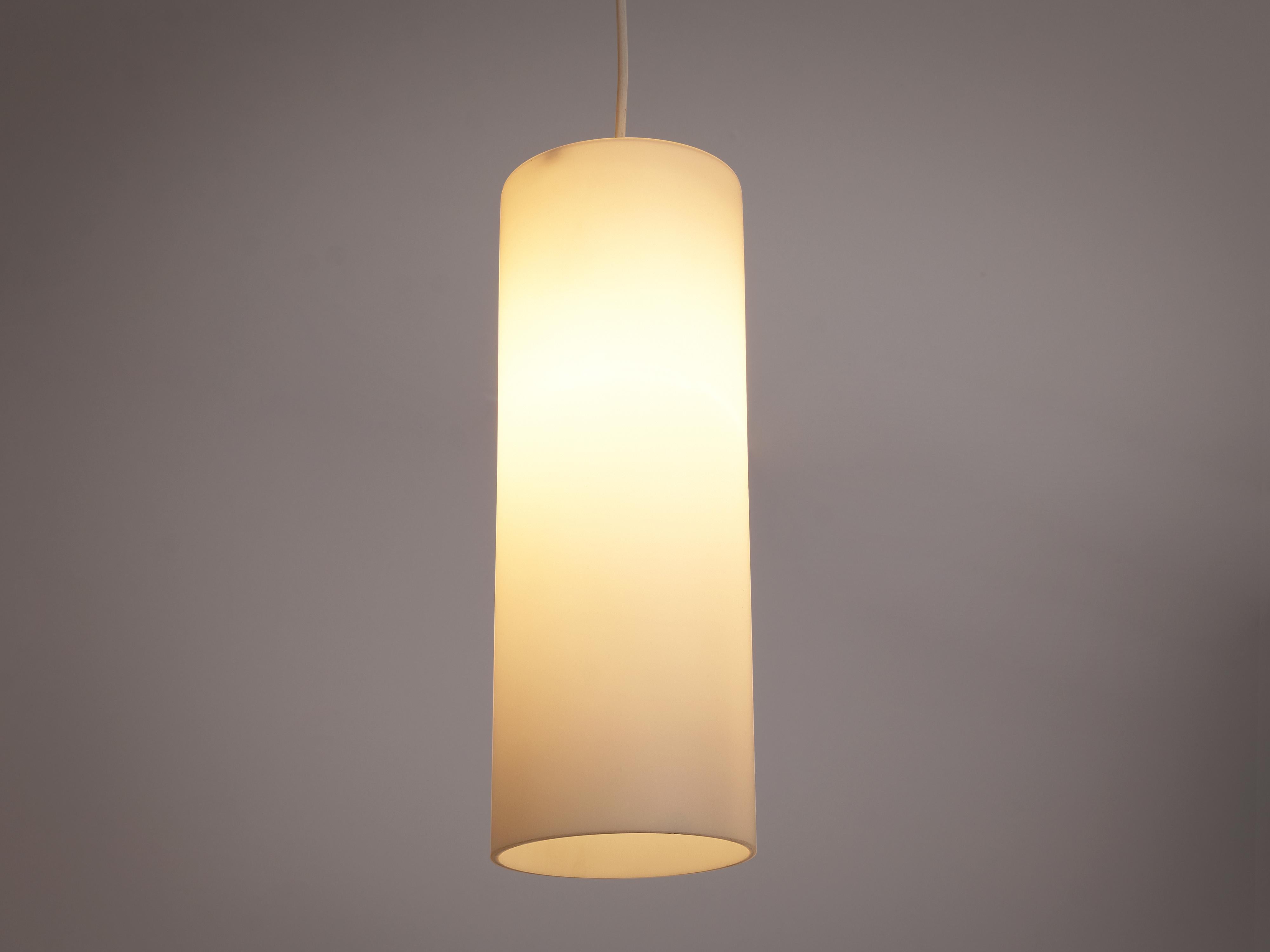 Mid-Century Modern Cylindrical Pendant Lamps in Matted Glass For Sale