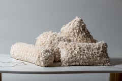 Zylindrisches Kissen, handgewebt aus naturfarbener Baumwolle