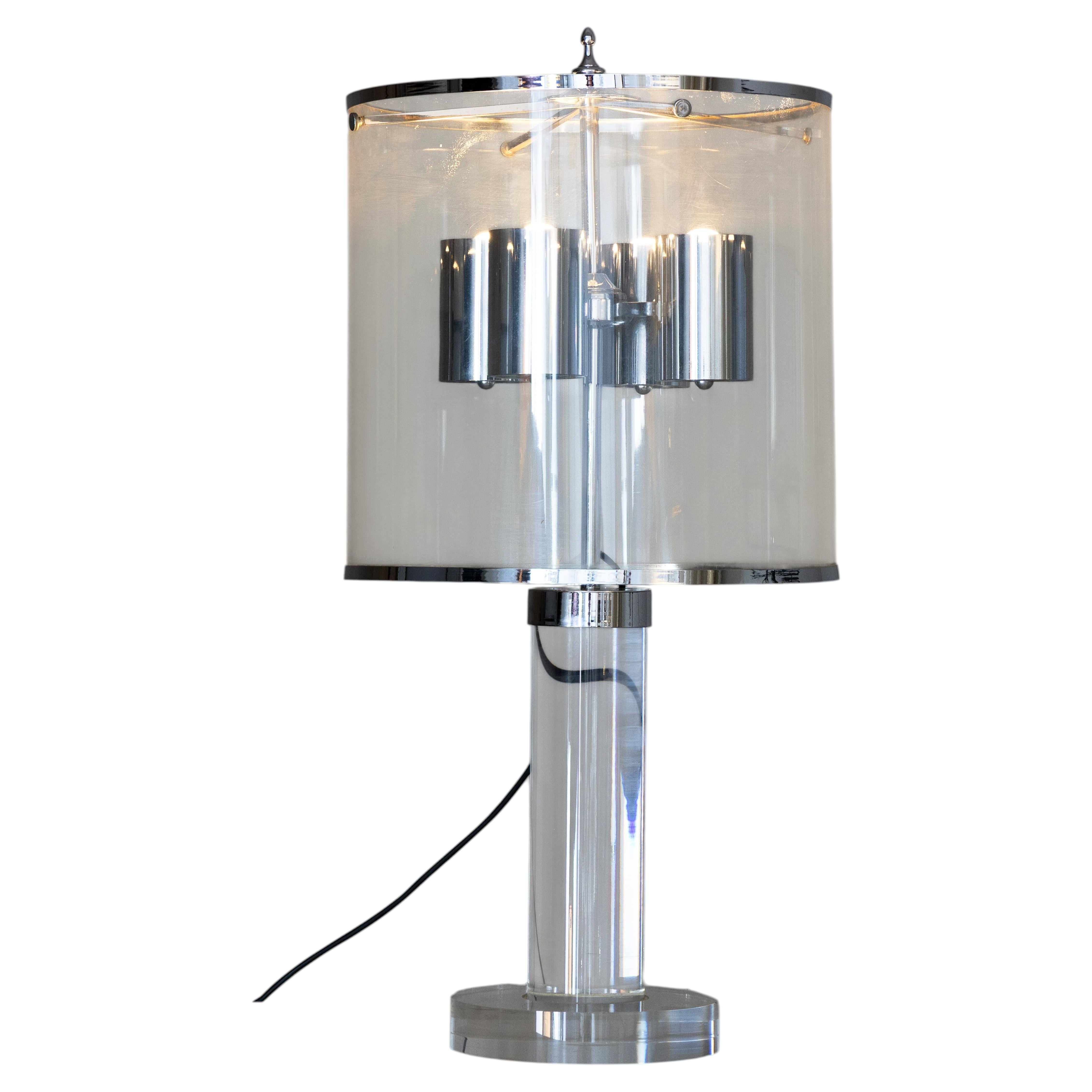 Cylindrical Plexiglass table lamp, 1970