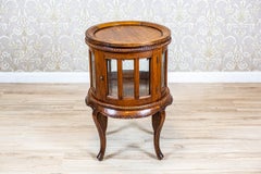 Cylindrical Prewar Oak Side Table/Liquor Cabinet with Tray