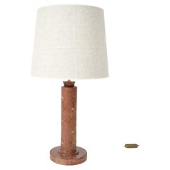 Lampada cilindrica rivestita in pelle rossa, anni '40