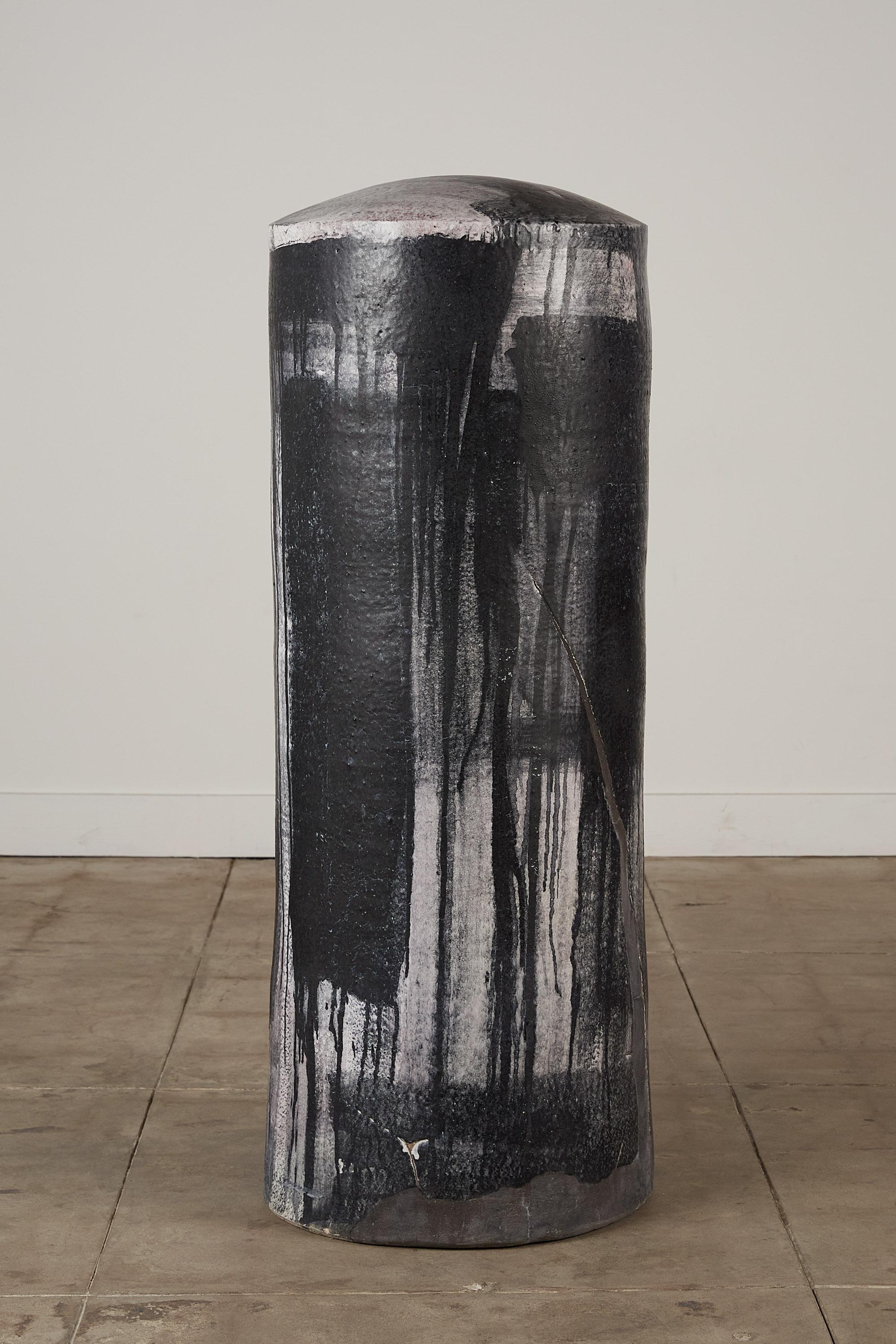 Glazed Cylindrical Sculpture by Darcy Badiali For Sale