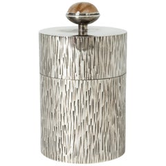 Vintage Cylindrical Silver and Rutilated Quartz Jar by Wilhelm Hahne, Designed in 1971