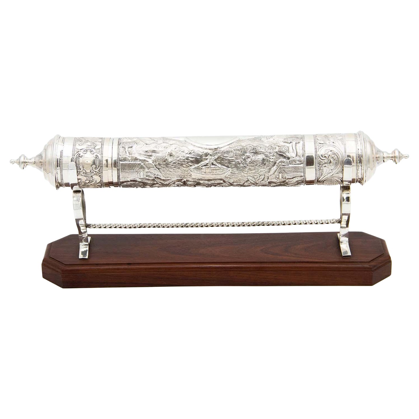 Cylindrical silver message holder