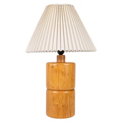 Cylindrical solid wood table lamp, made in France, 1970s