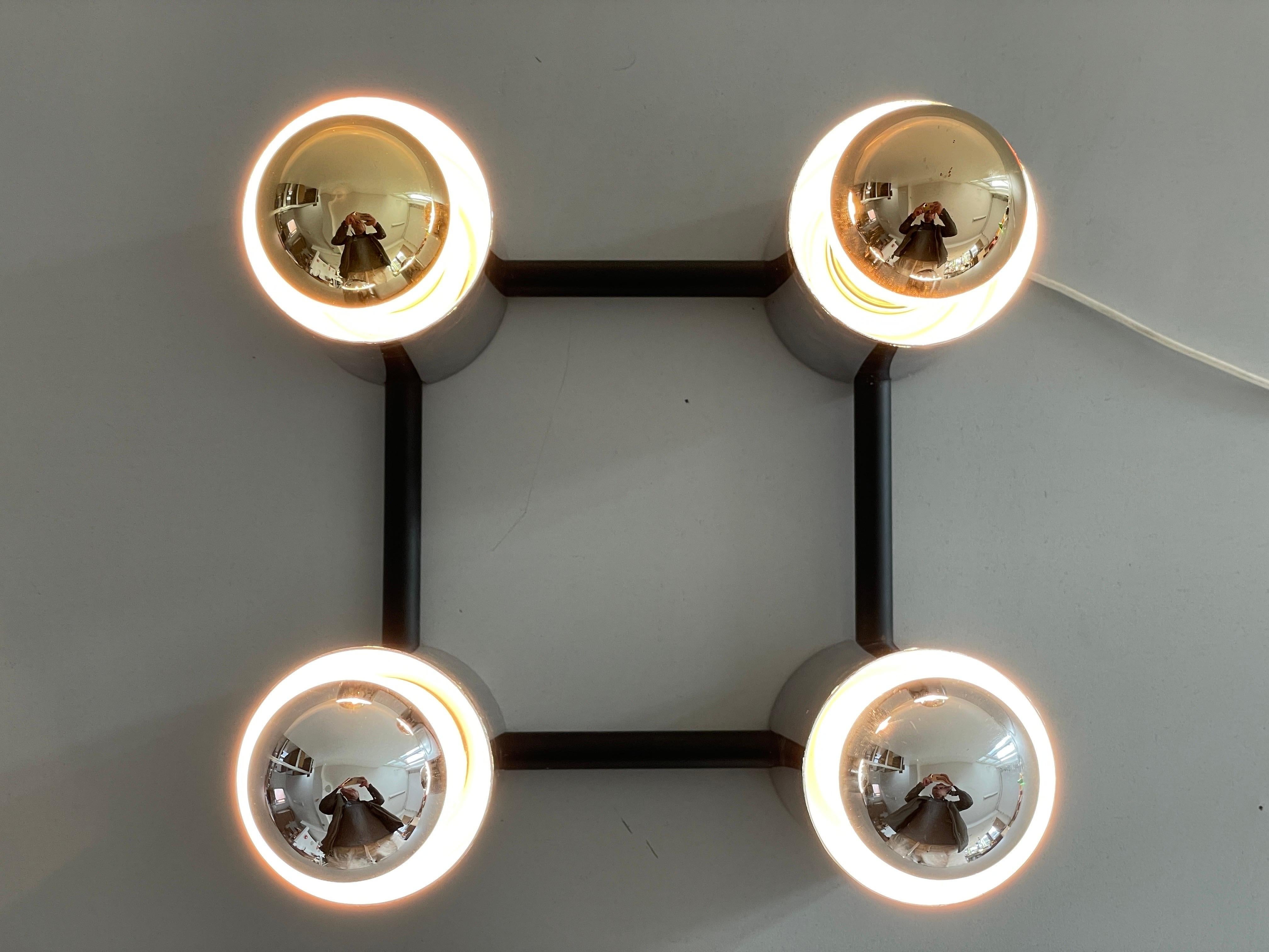 Cylindrical Square Design Flush Mount Ceiling Lamp by Beisl, 1960s, Germany For Sale 8