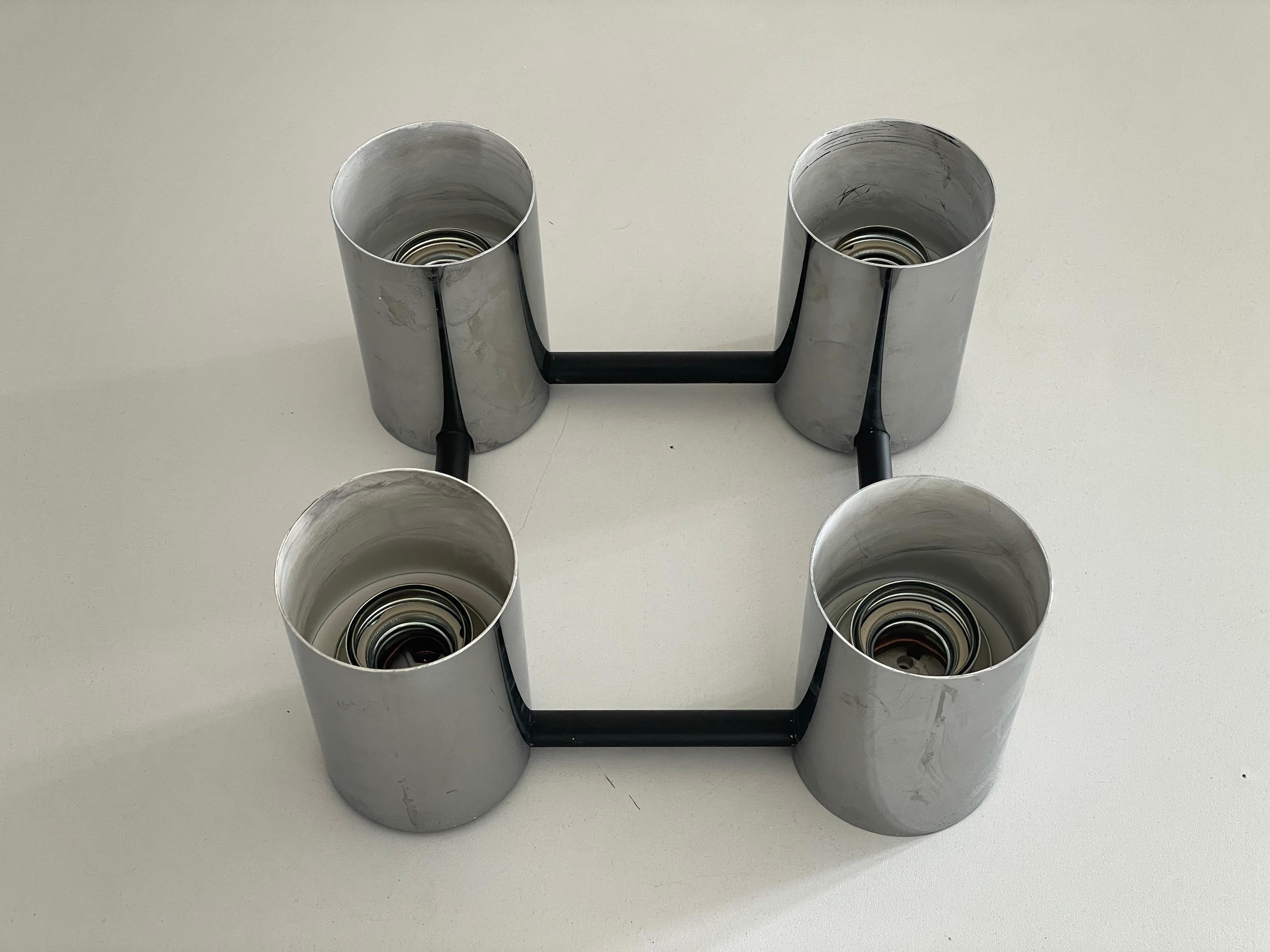 Cylindrical Square Design Flush Mount Ceiling Lamp by Beisl, 1960s, Germany In Good Condition For Sale In Hagenbach, DE