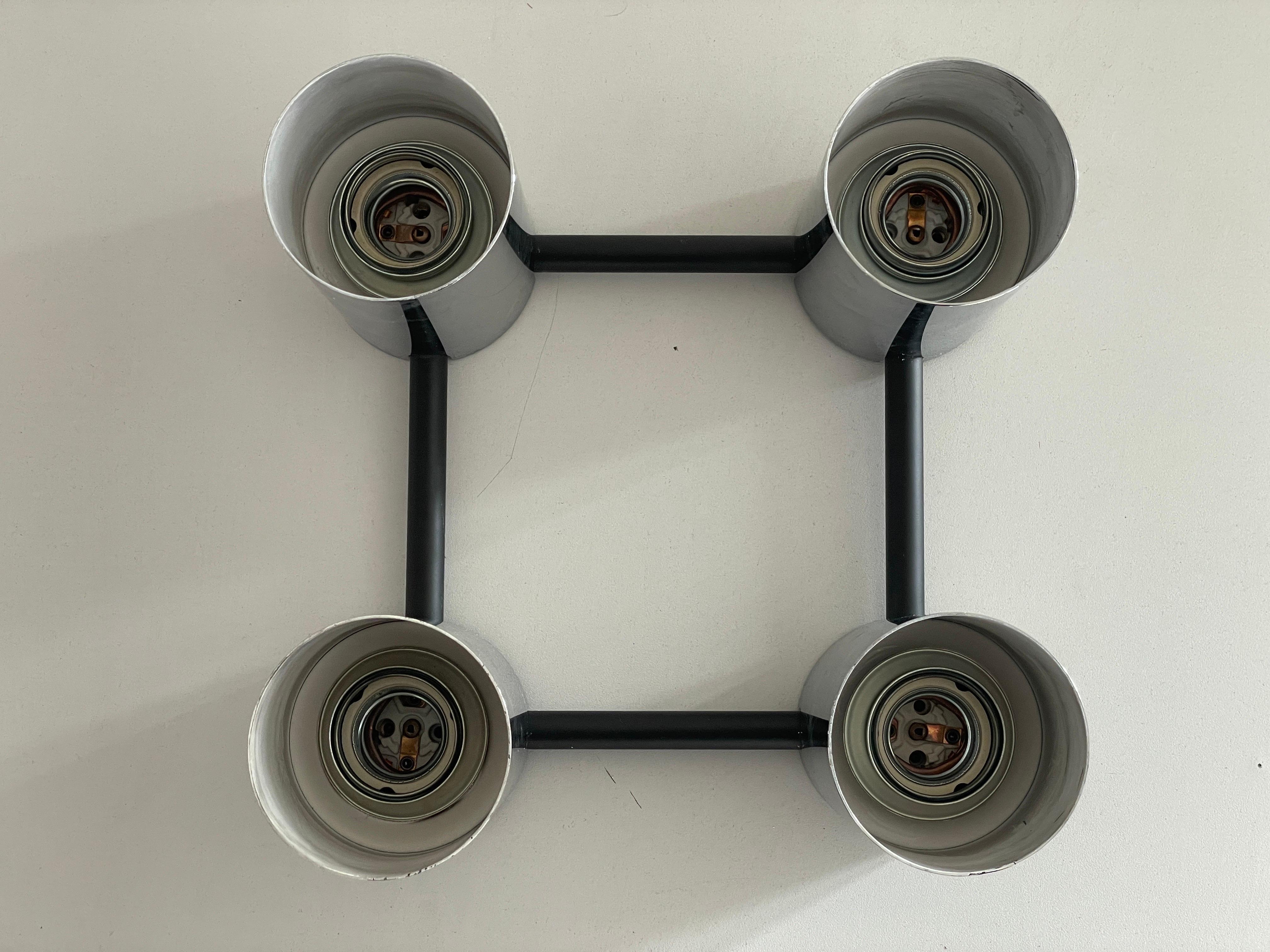 Mid-20th Century Cylindrical Square Design Flush Mount Ceiling Lamp by Beisl, 1960s, Germany For Sale