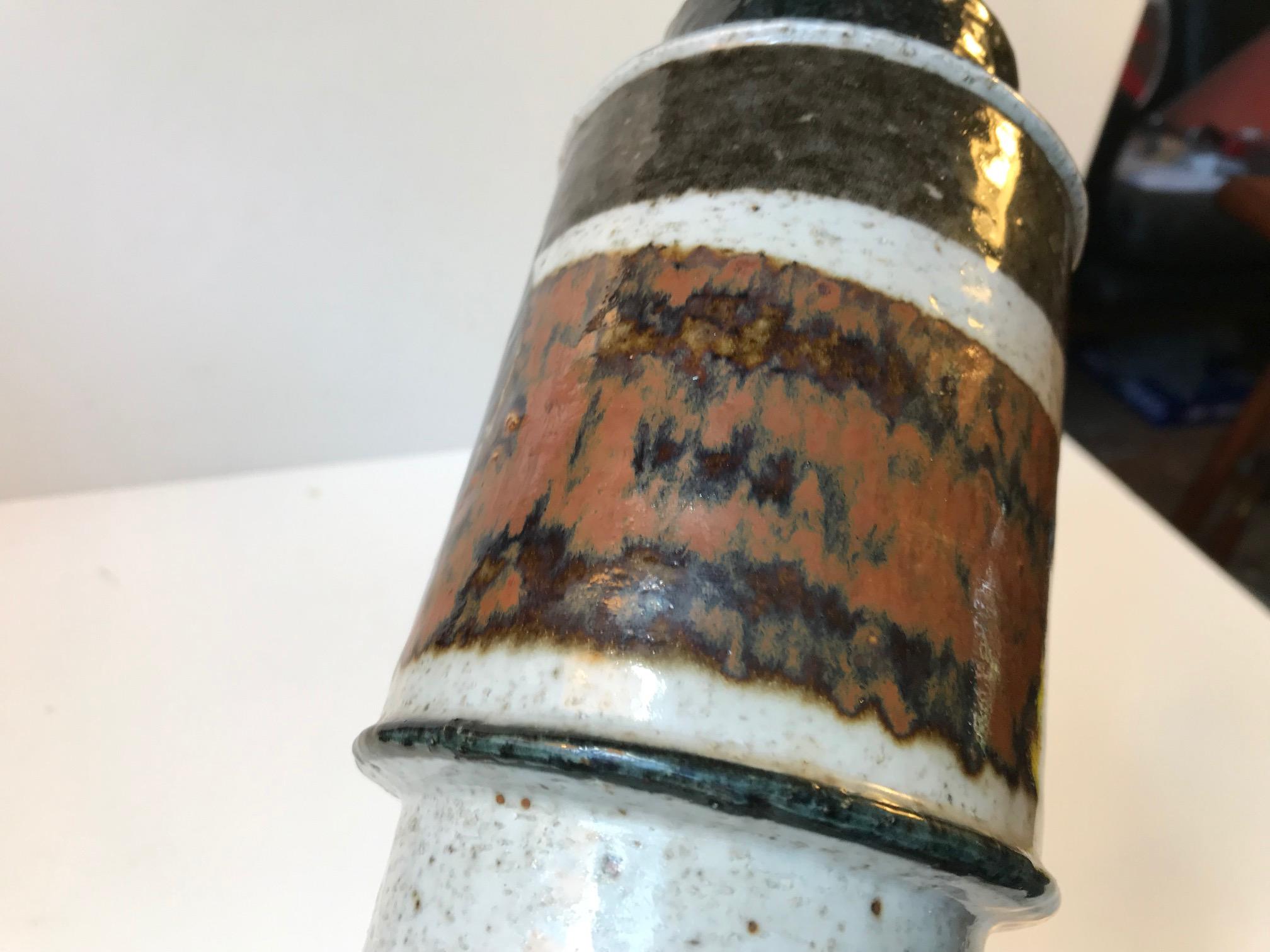 Cylindrical Stoneware Table Lamp by Inger Persson for Rörstrand, Sweden, 1970s In Good Condition In Esbjerg, DK