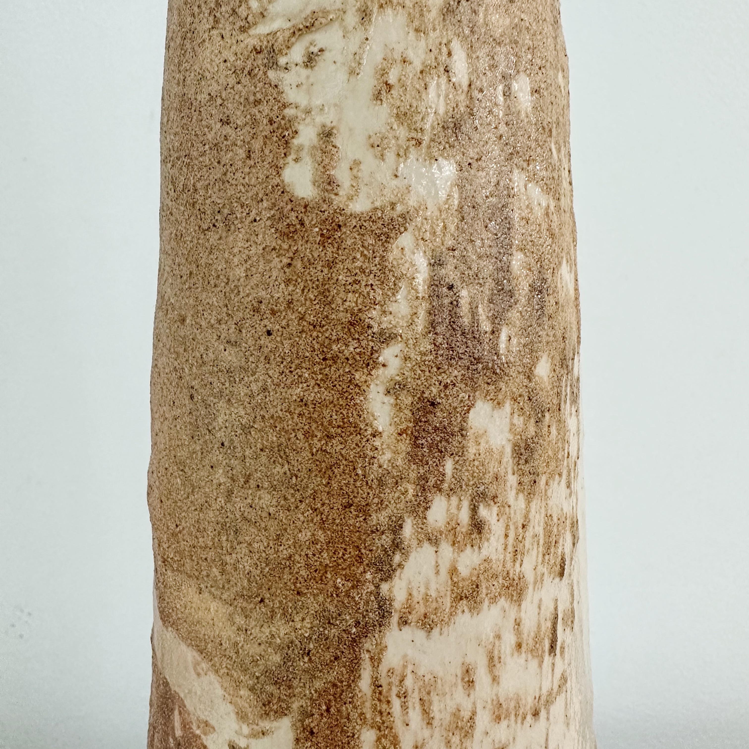 Cylindrical Studio Pottery Vase 1984 Signed In Good Condition For Sale In West Palm Beach, FL