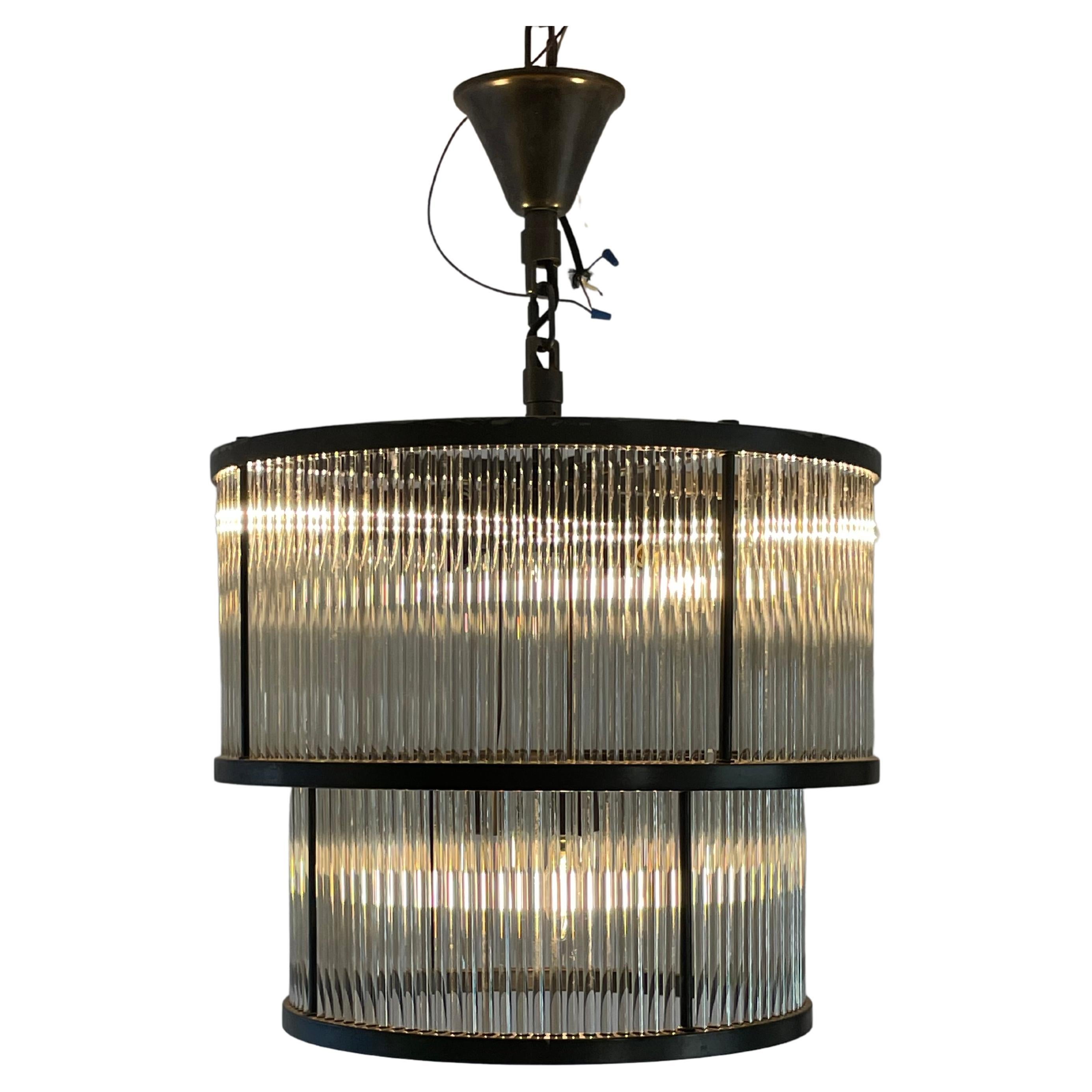Dutch Cylindrical Suspension Glass Ceiling Lamp For Sale