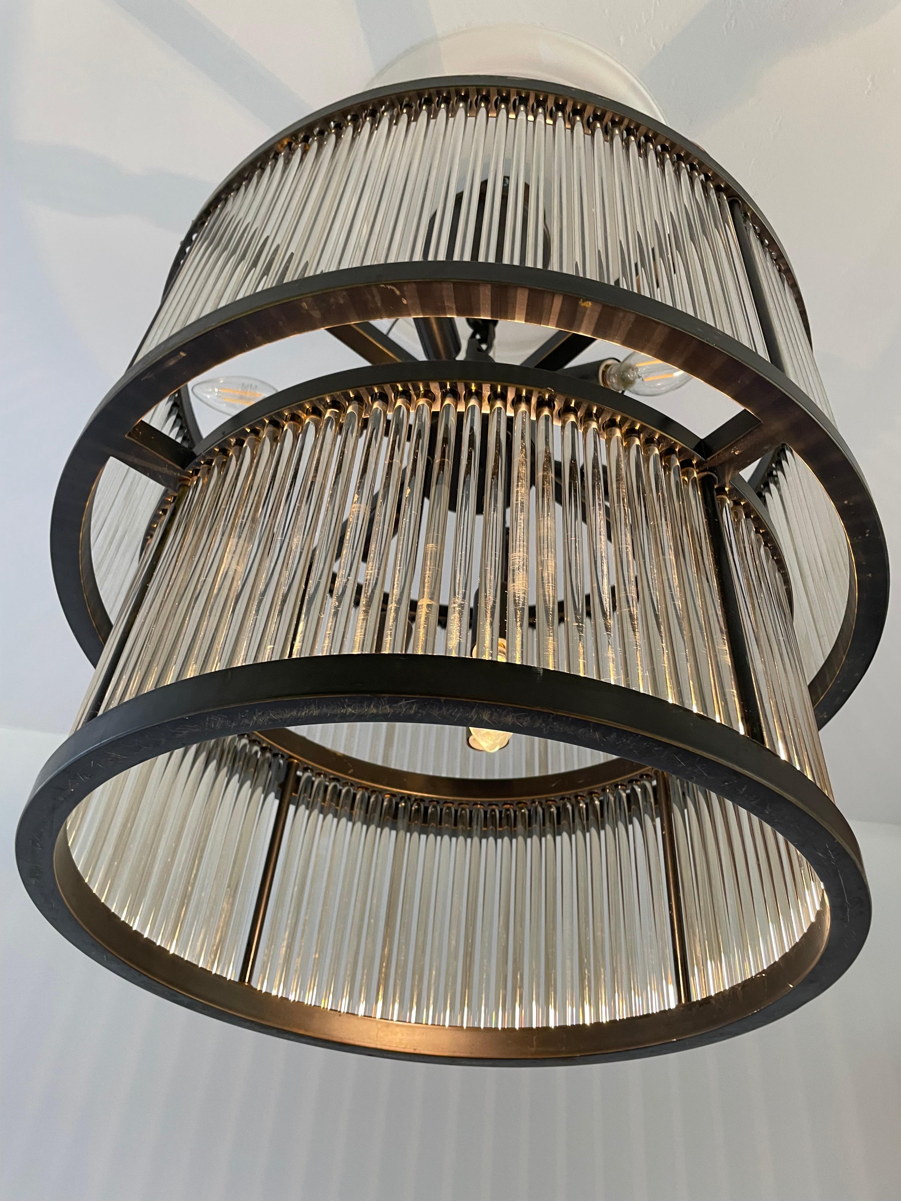 Metal Cylindrical Suspension Glass Ceiling Lamp For Sale