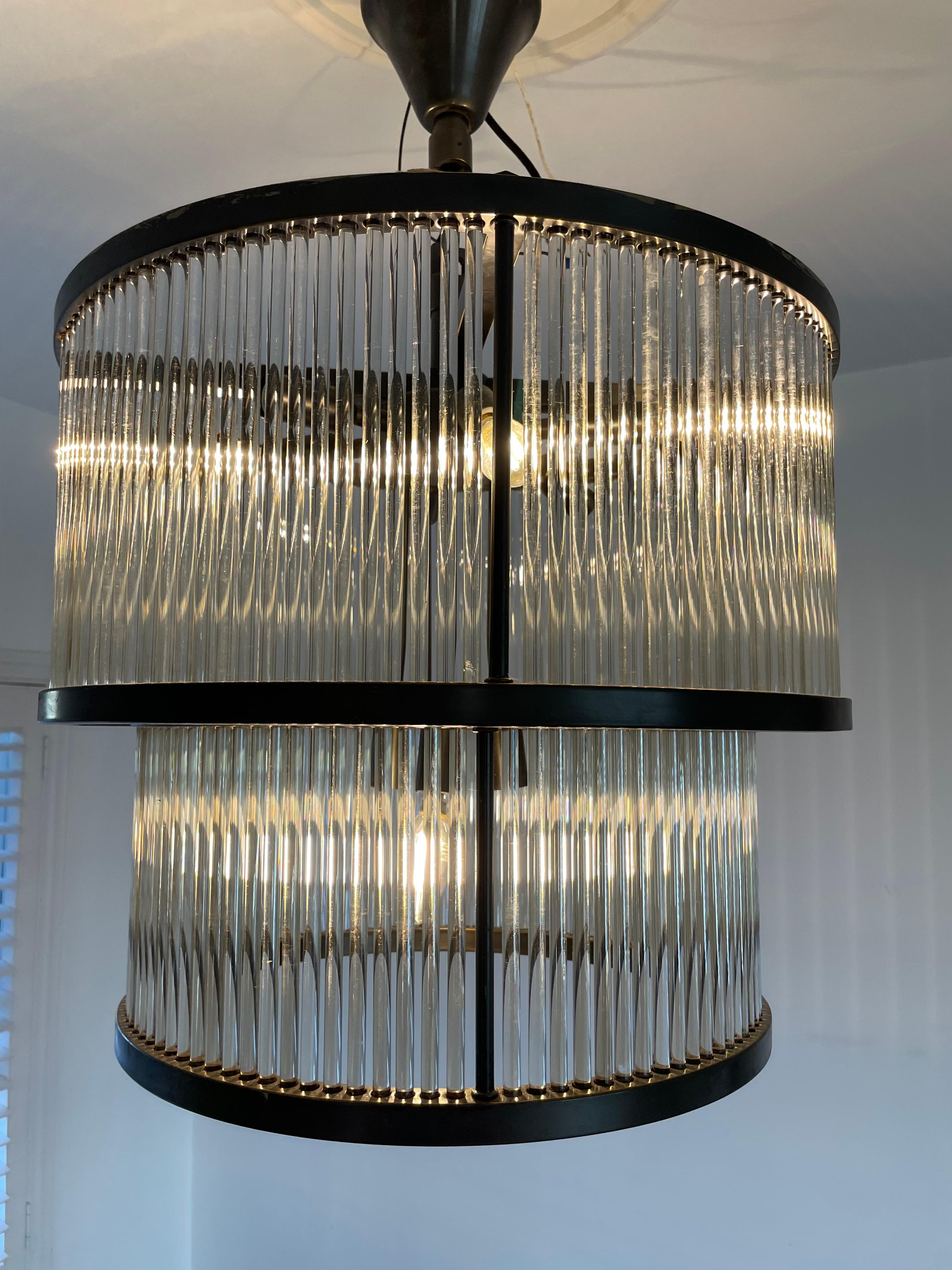 Cylindrical Suspension Glass Ceiling Lamp For Sale 1