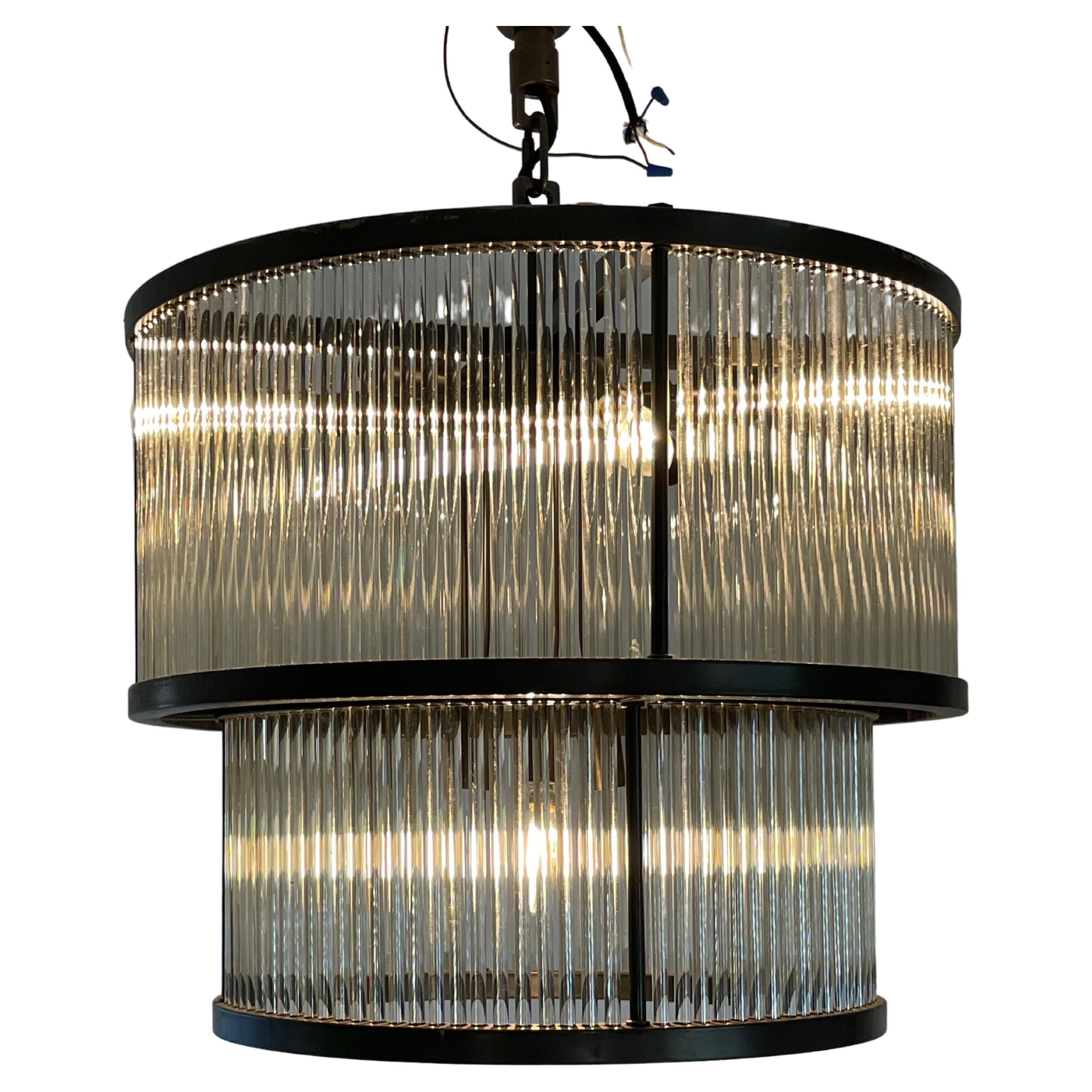 Cylindrical Suspension Glass Ceiling Lamp For Sale