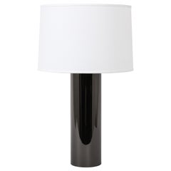 Cylindrical Table Lamp in Black Nickel, France, 1970's