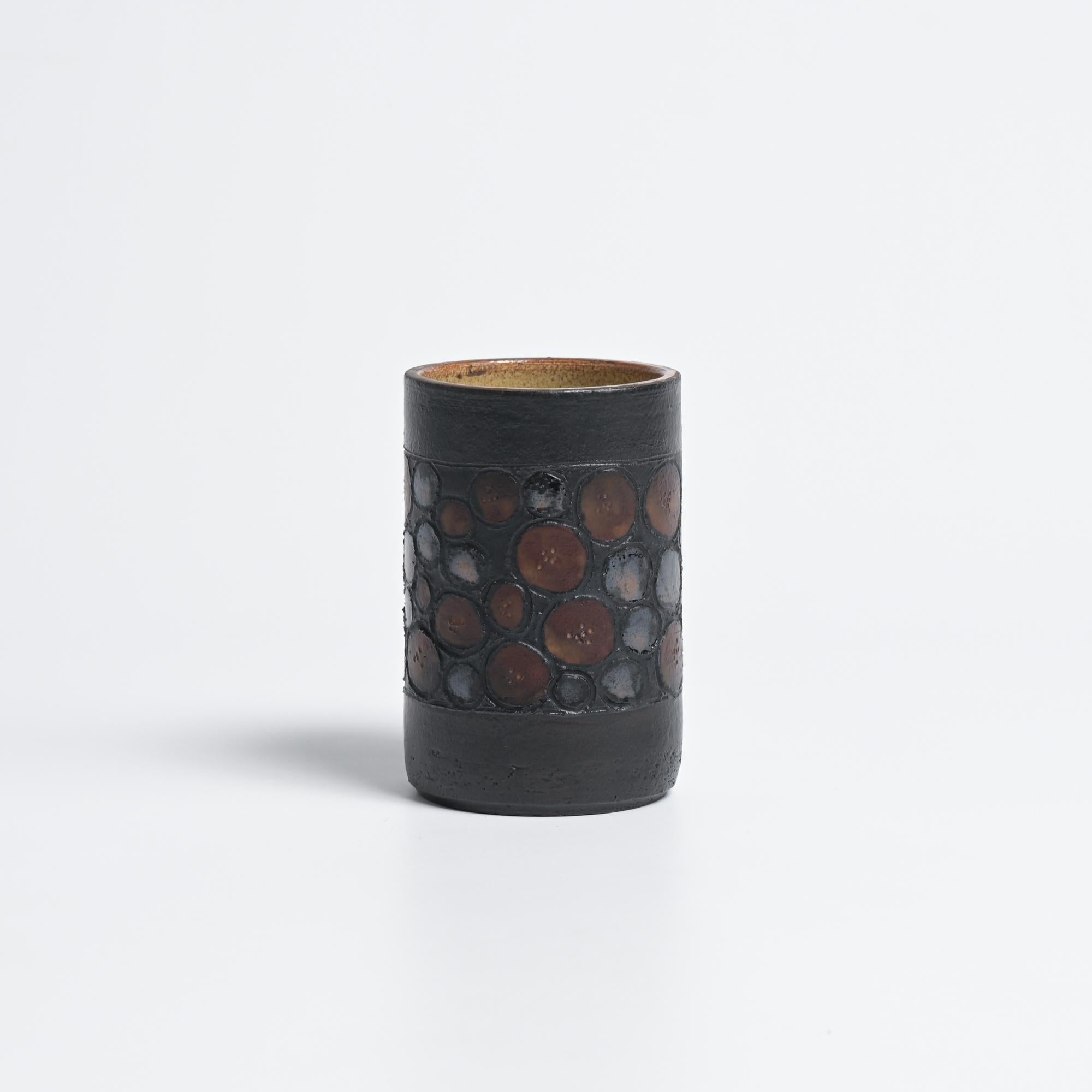 Mid-20th Century Cylindrical Vase by Perignem For Sale