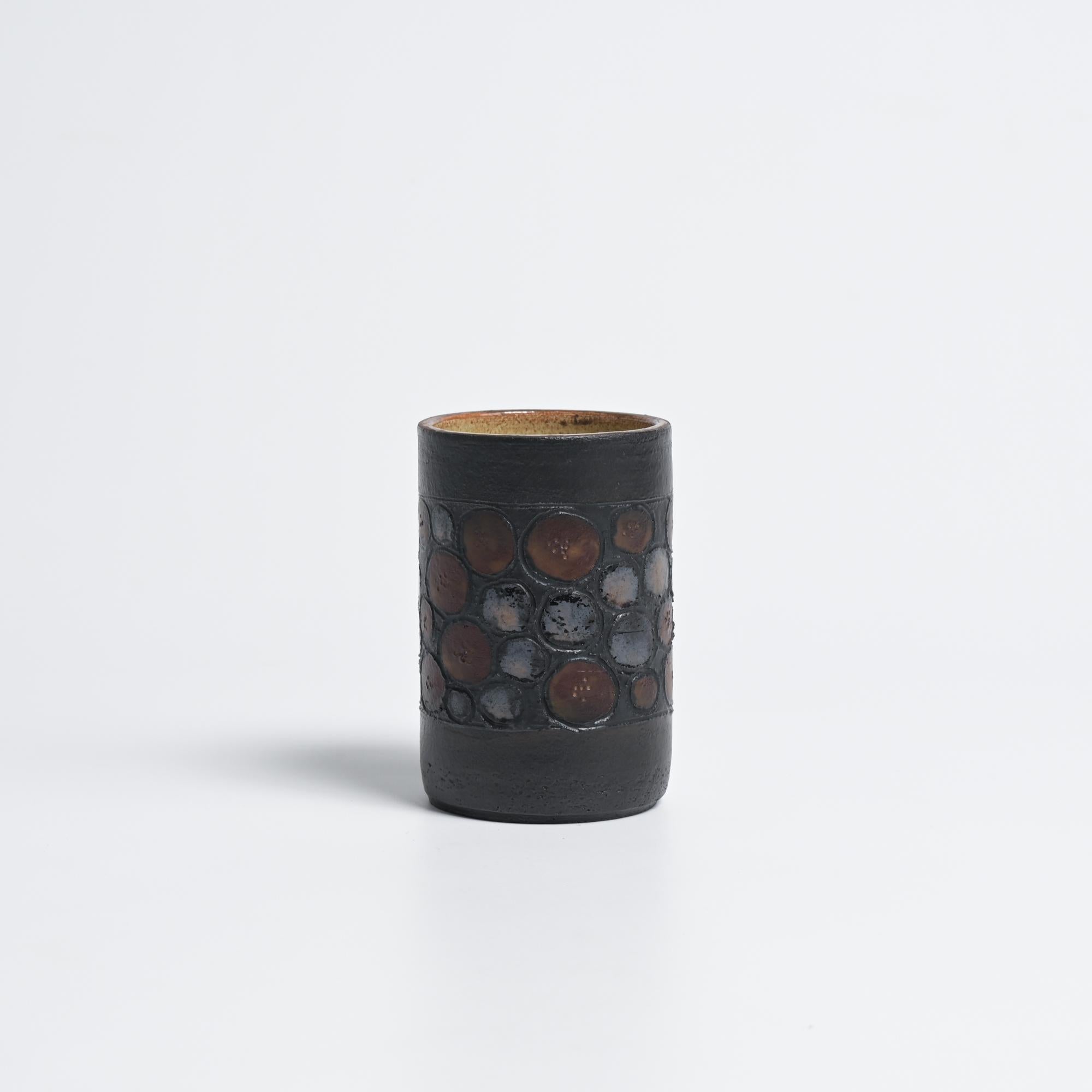 Ceramic Cylindrical Vase by Perignem For Sale