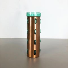 Cylindrical Vase in Green Glass and Copper by Nanny Still for RAAK, 1970s