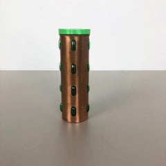 Cylindrical Vase in Green Glass and Copper by Nanny Still for RAAK, 1970s No. 2