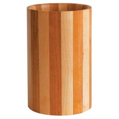 Cylindrical Vase, maple and cherry wood, handmade in France, OROS Edition