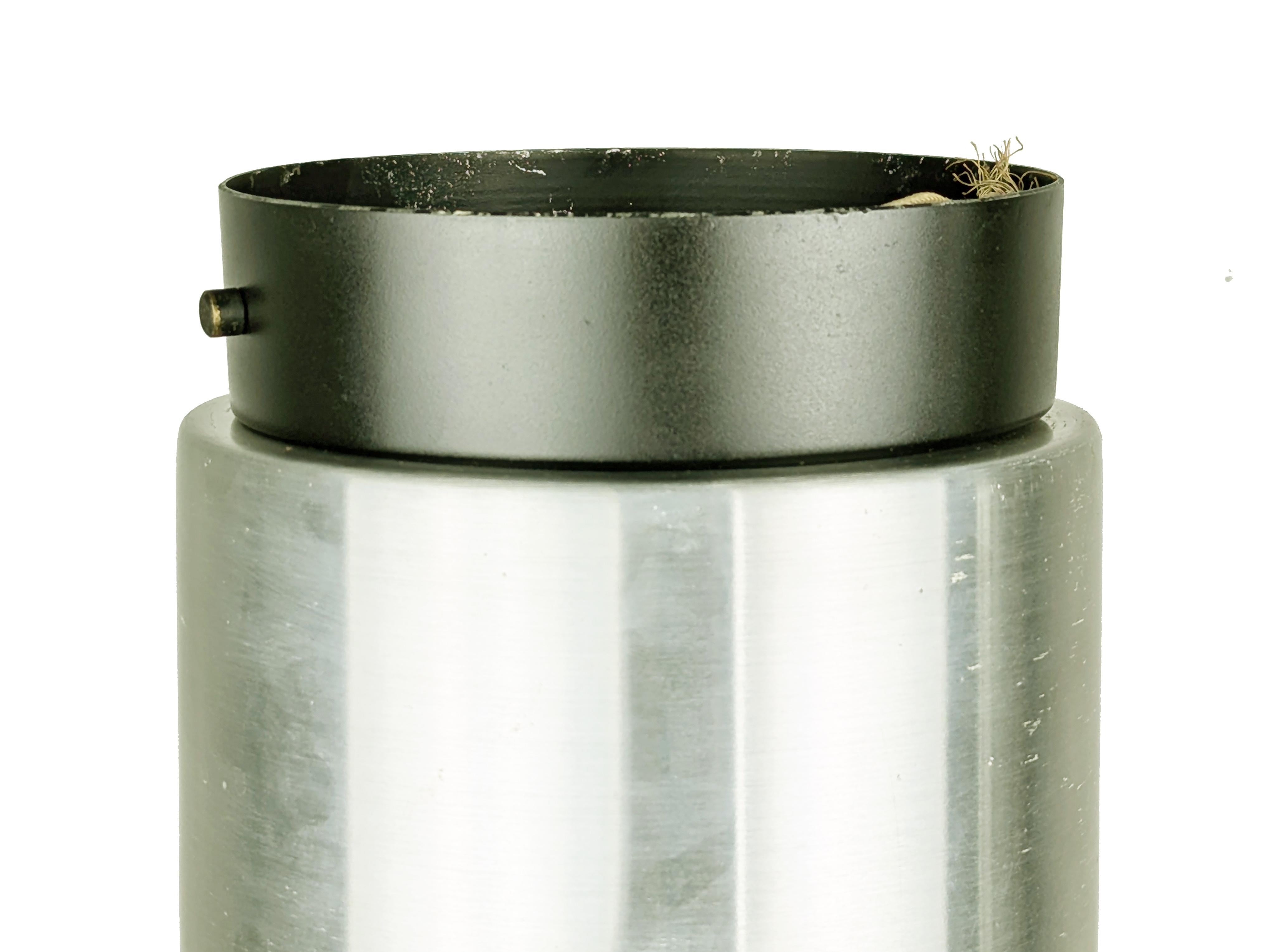 Italian Cylindrical White Glass and Black Aluminium 1950s Flushmount Lamp by Stilnovo For Sale