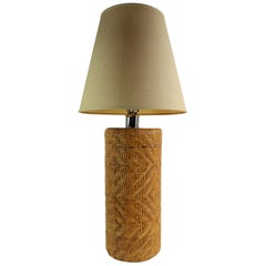 Cylindrical Wicker Table Lamp by Kovacs