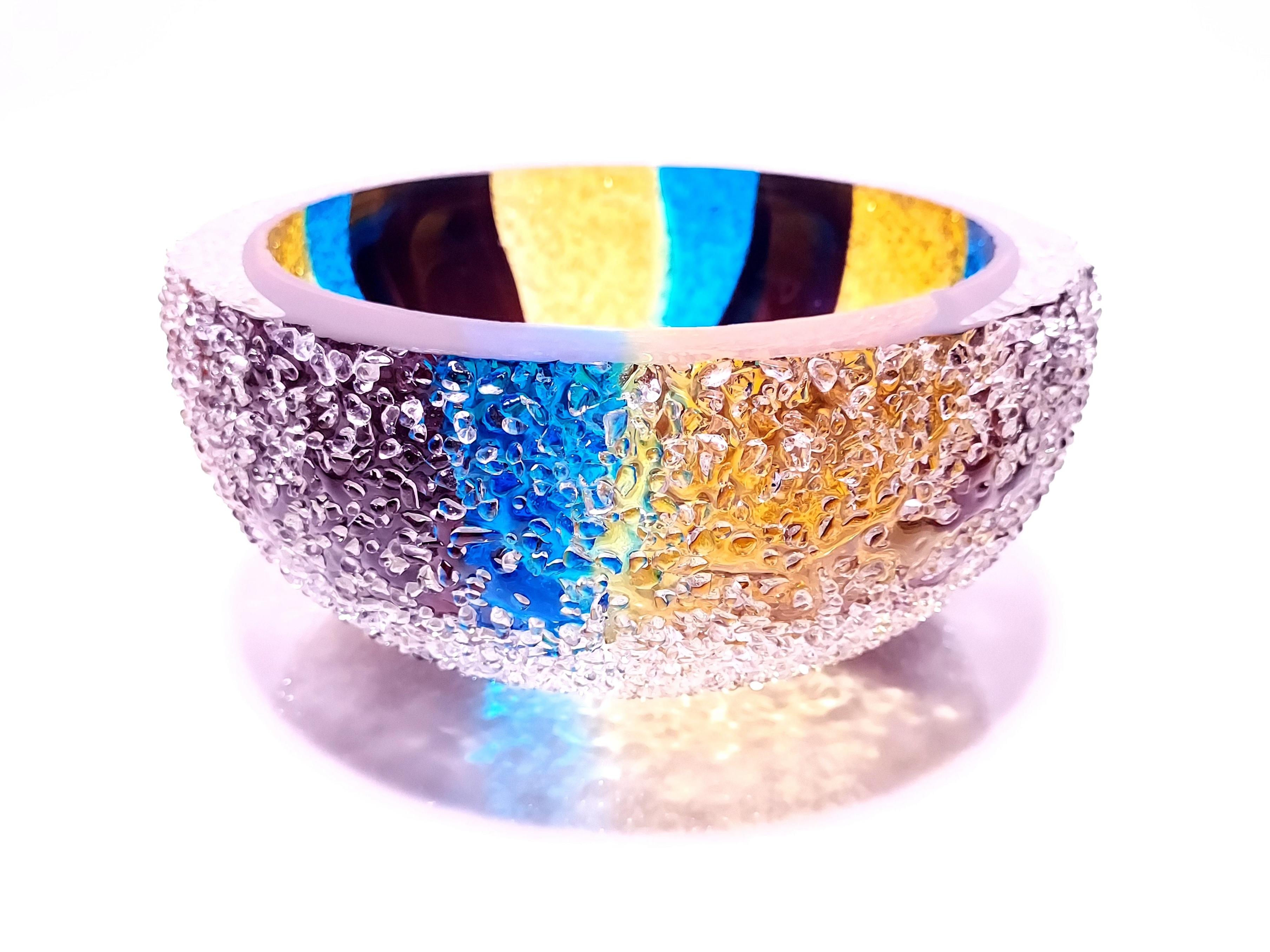 CYM Kristallfarbene Schalen, handgefertigtes zeitgenössisches luxuriöses Glasgefäß (amerikanisch) im Angebot