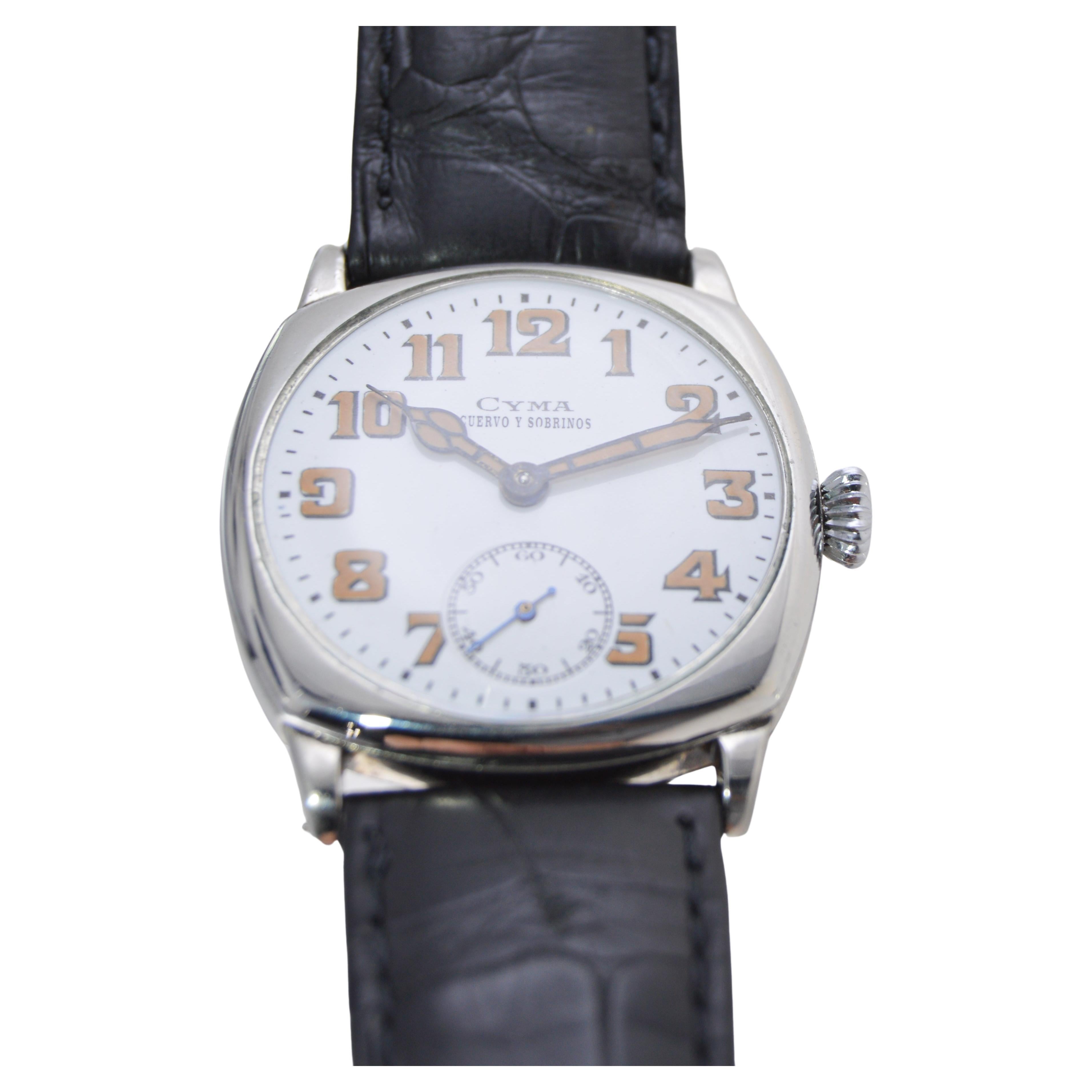 Cyma for Cuervo & Sobrinos Nickel Watch For Sale 2