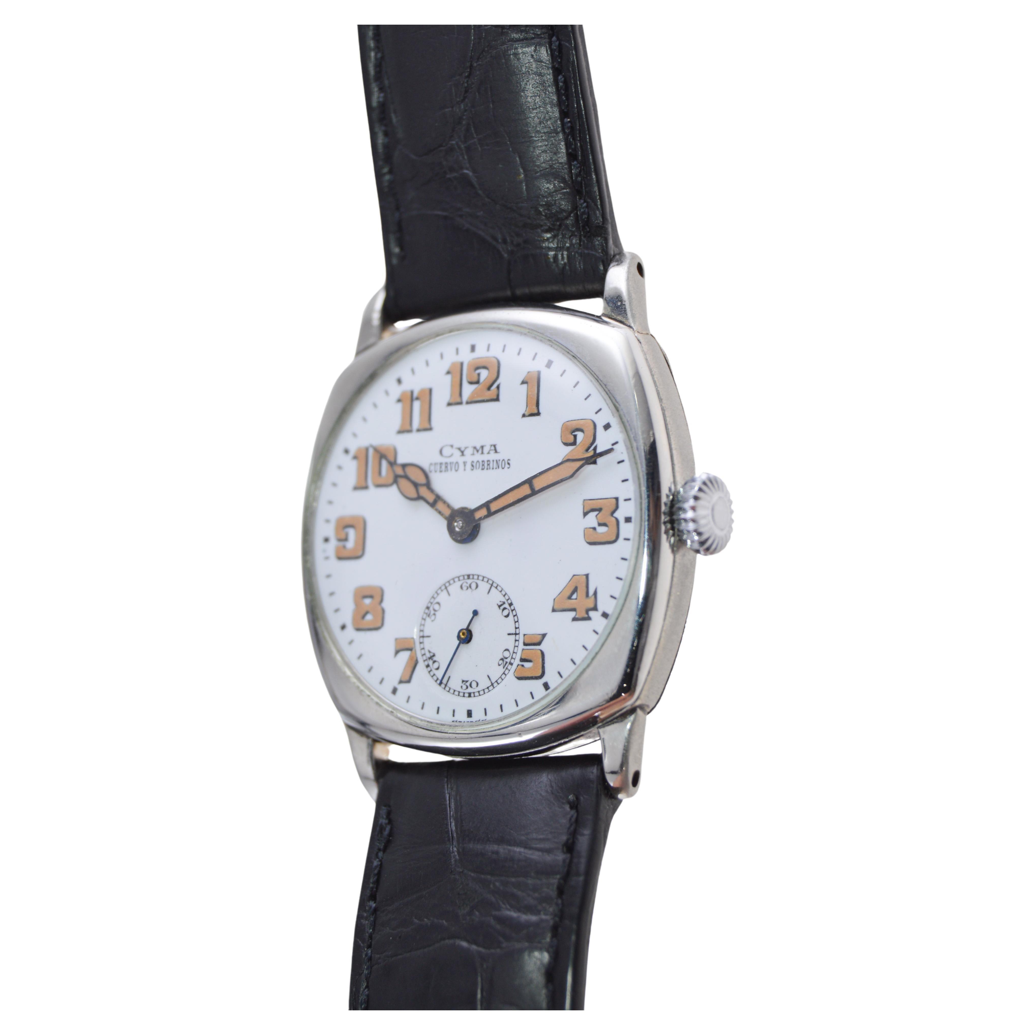 Cyma for Cuervo & Sobrinos Nickel Watch For Sale 3