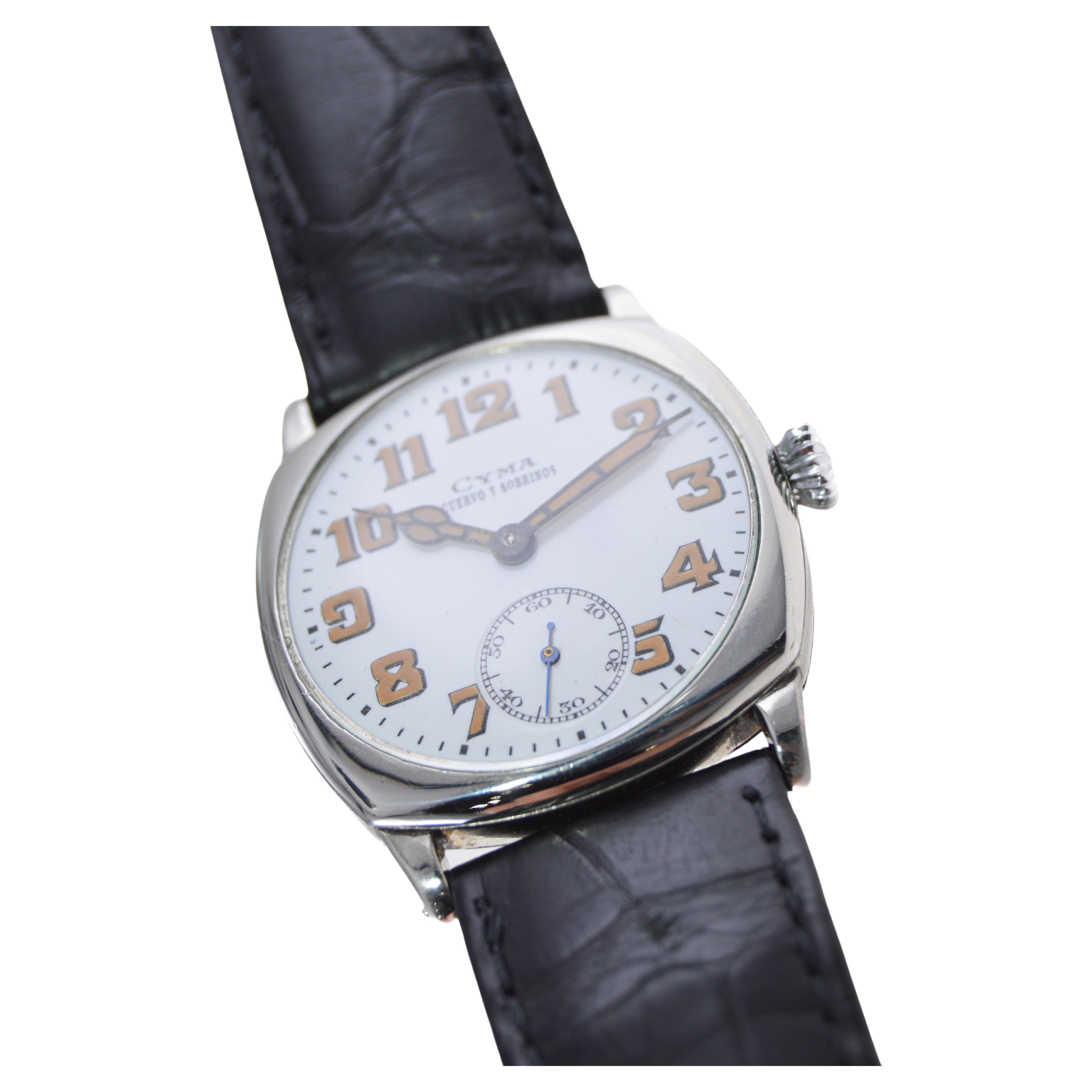 Cyma for Cuervo & Sobrinos Nickel Watch For Sale 4