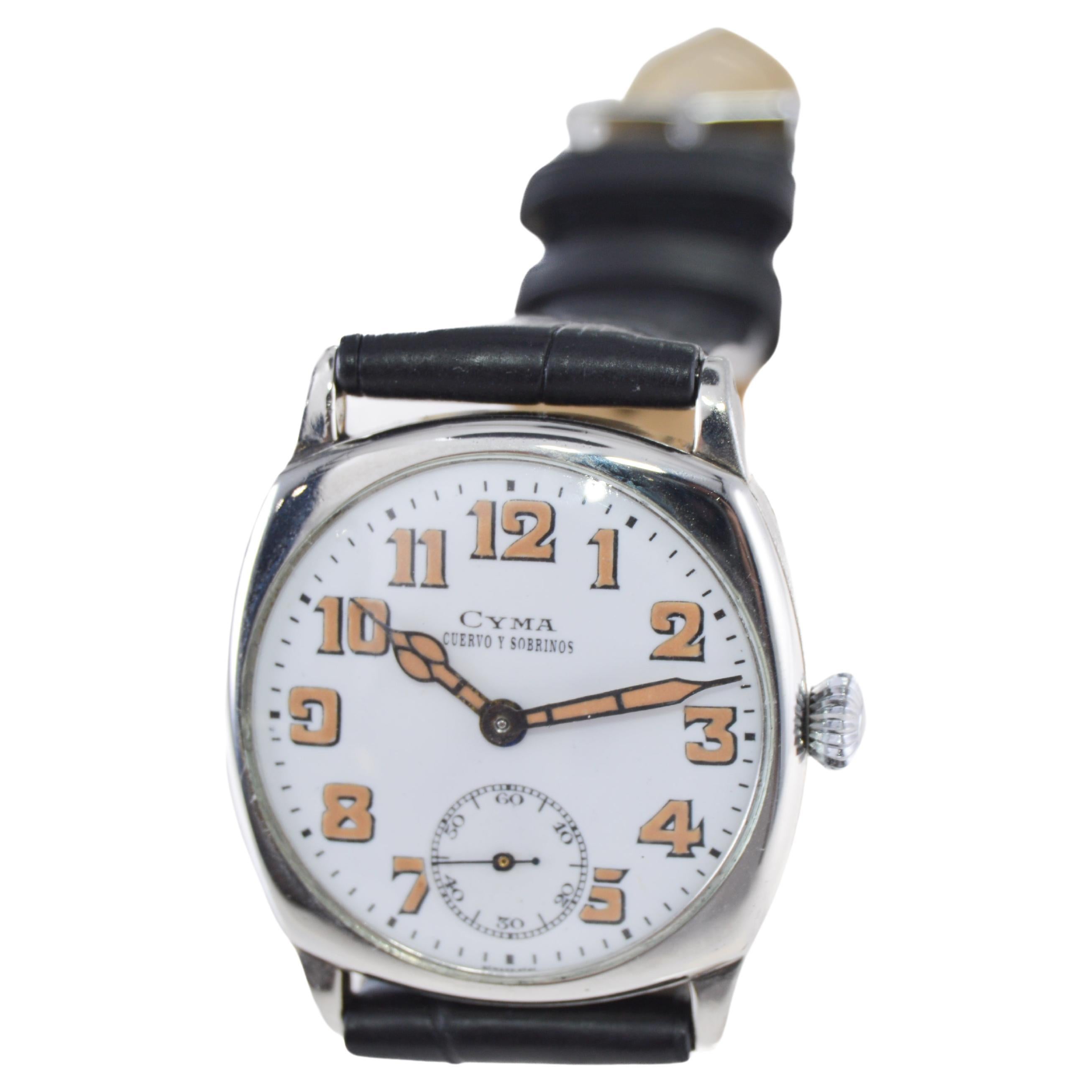 Cyma for Cuervo & Sobrinos Nickel Watch For Sale 1