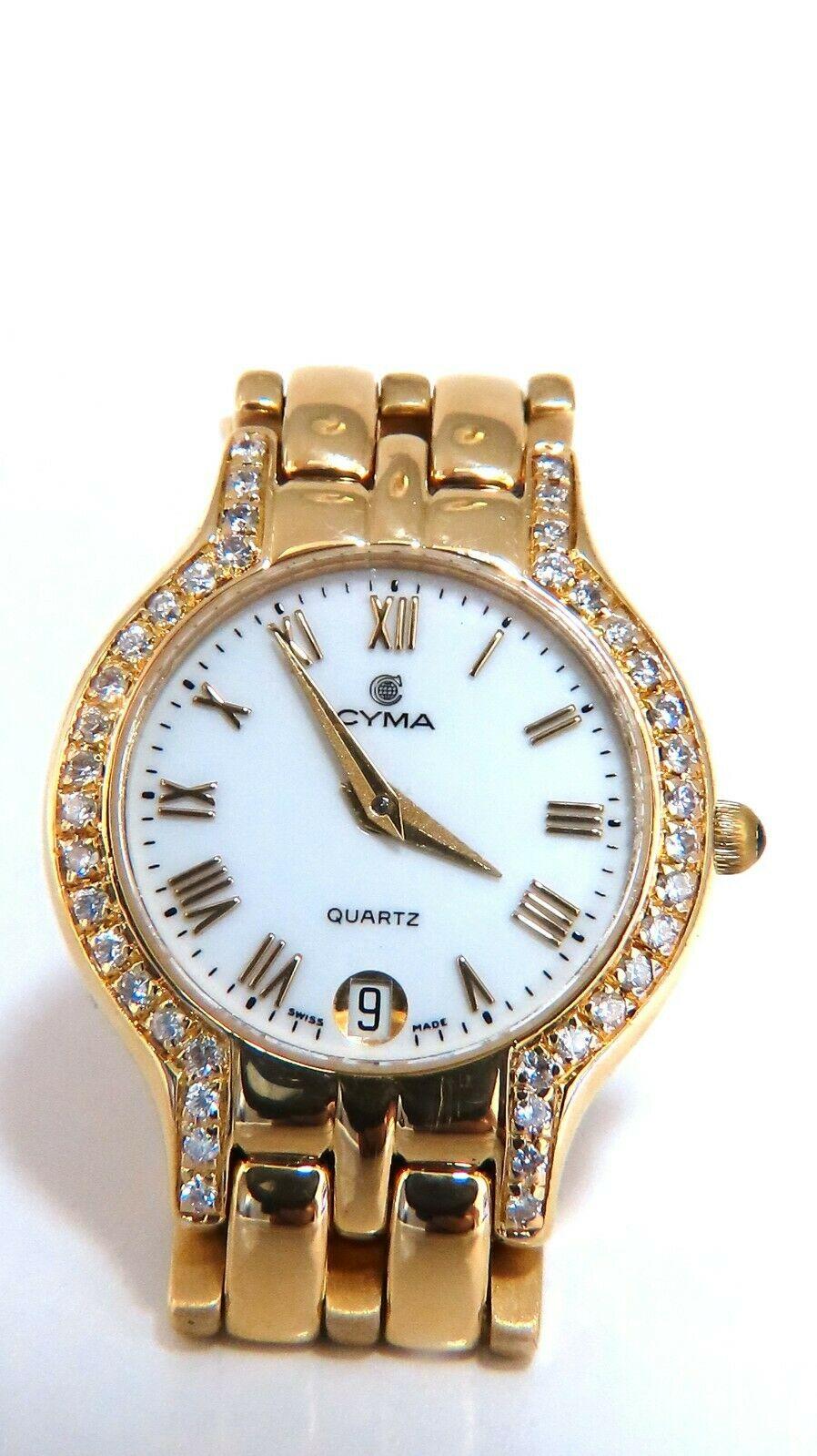 Uncut Cyma Ladies Gold Diamond Watch 14 Karat For Sale