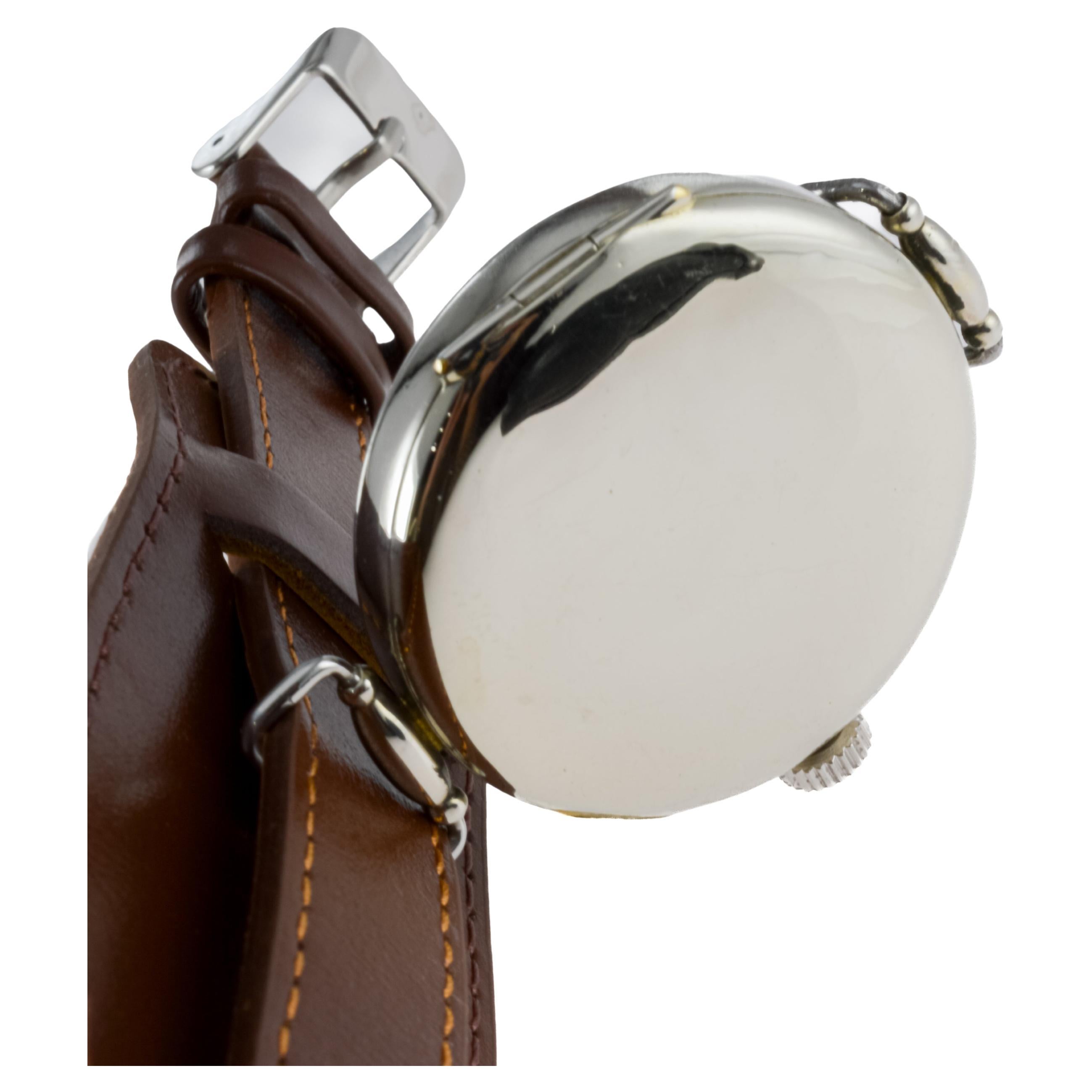 Cyma Nickel Campaign Style Trench Watch circa 1915 with Original Kiln Fired Dial 9