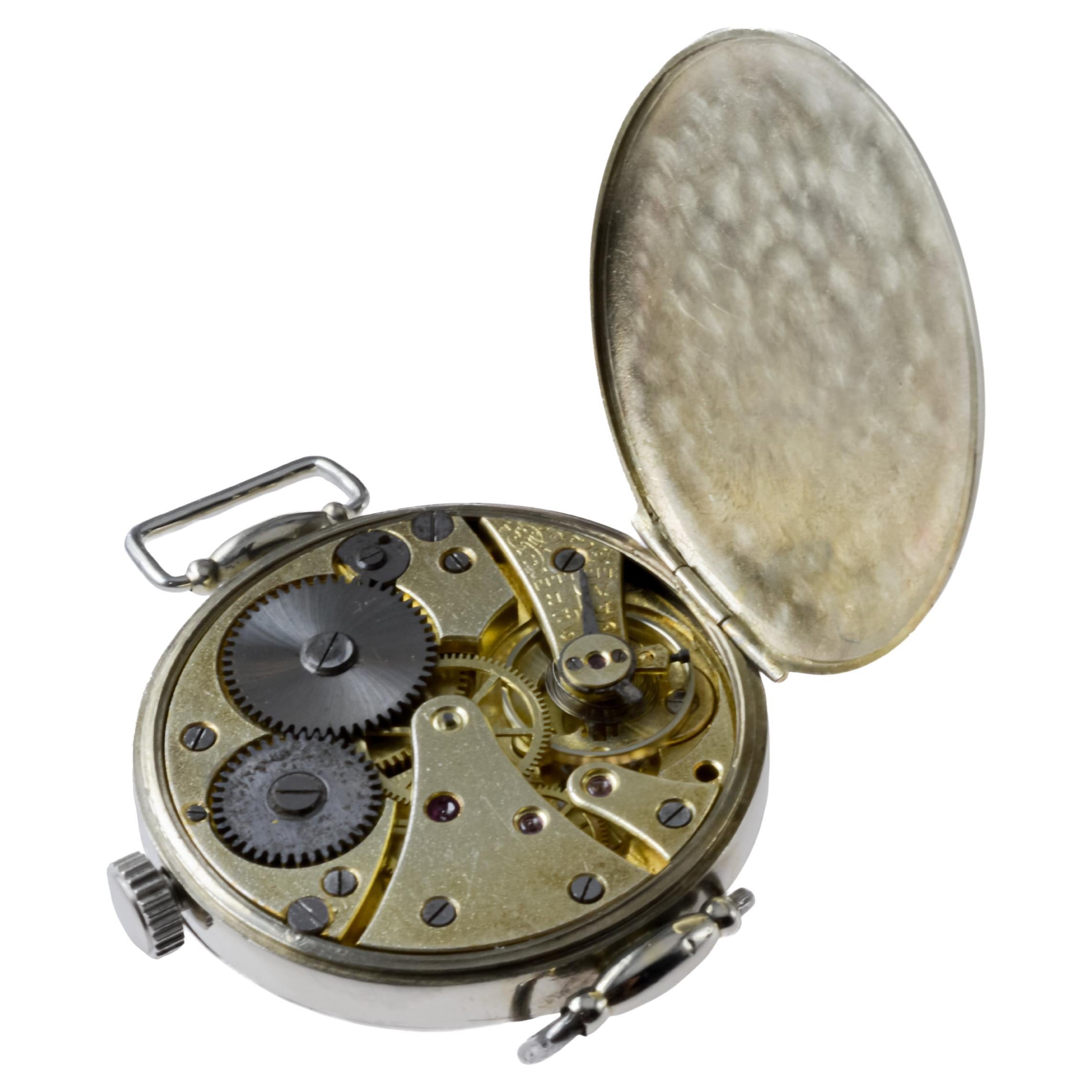Cyma Nickel Campaign Style Trench Watch circa 1915 with Original Kiln Fired Dial 11