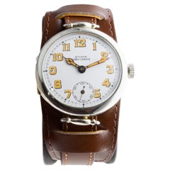 Cyma Nickel Campaign Style Trench Watch circa 1915 with Original Kiln Fired Dial