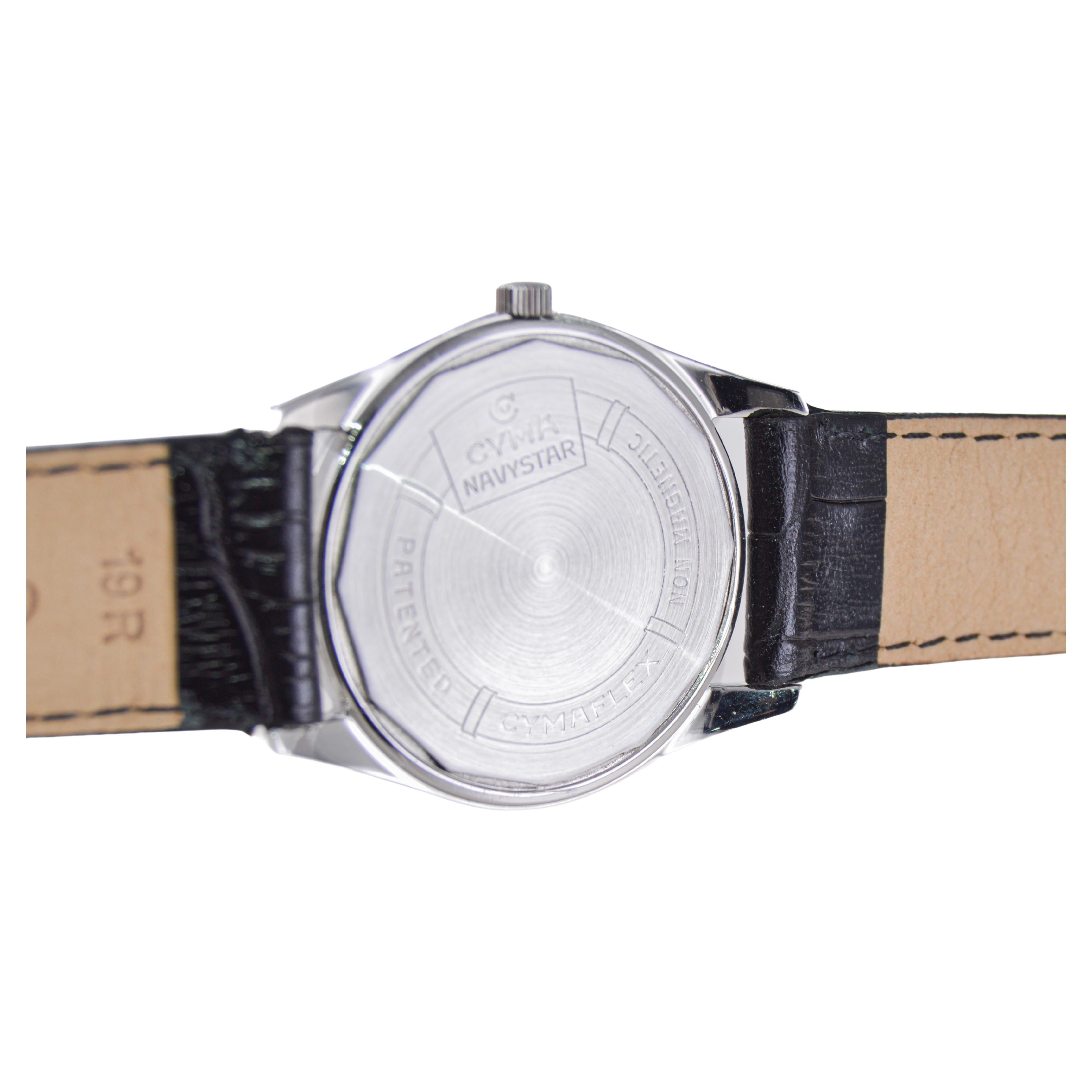 Cyma Navy Star in acciaio inossidabile con quadrante e lancette originali, circa anni '50 in vendita 6