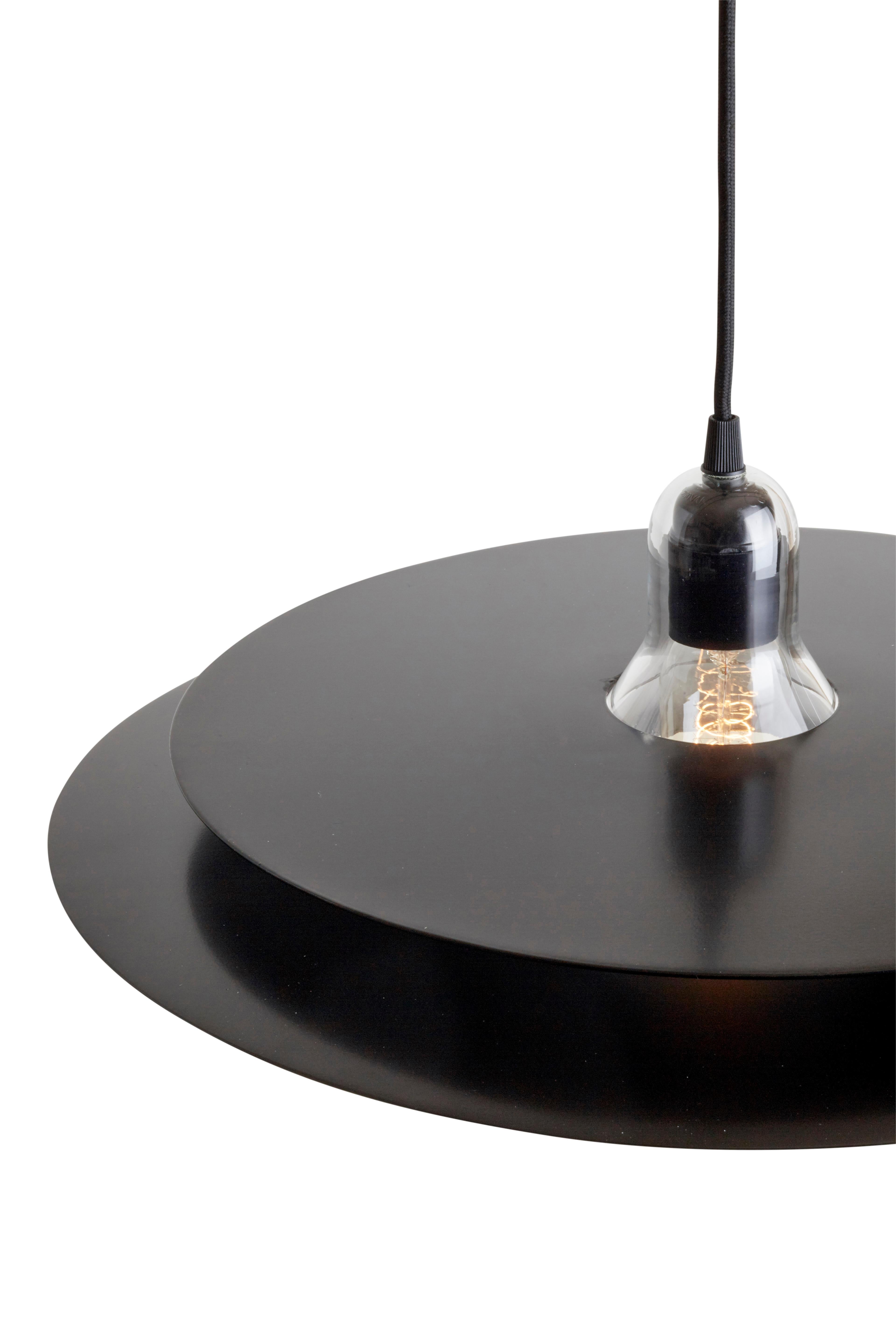 Contemporary Cymbal Pendant Lamp Black For Sale