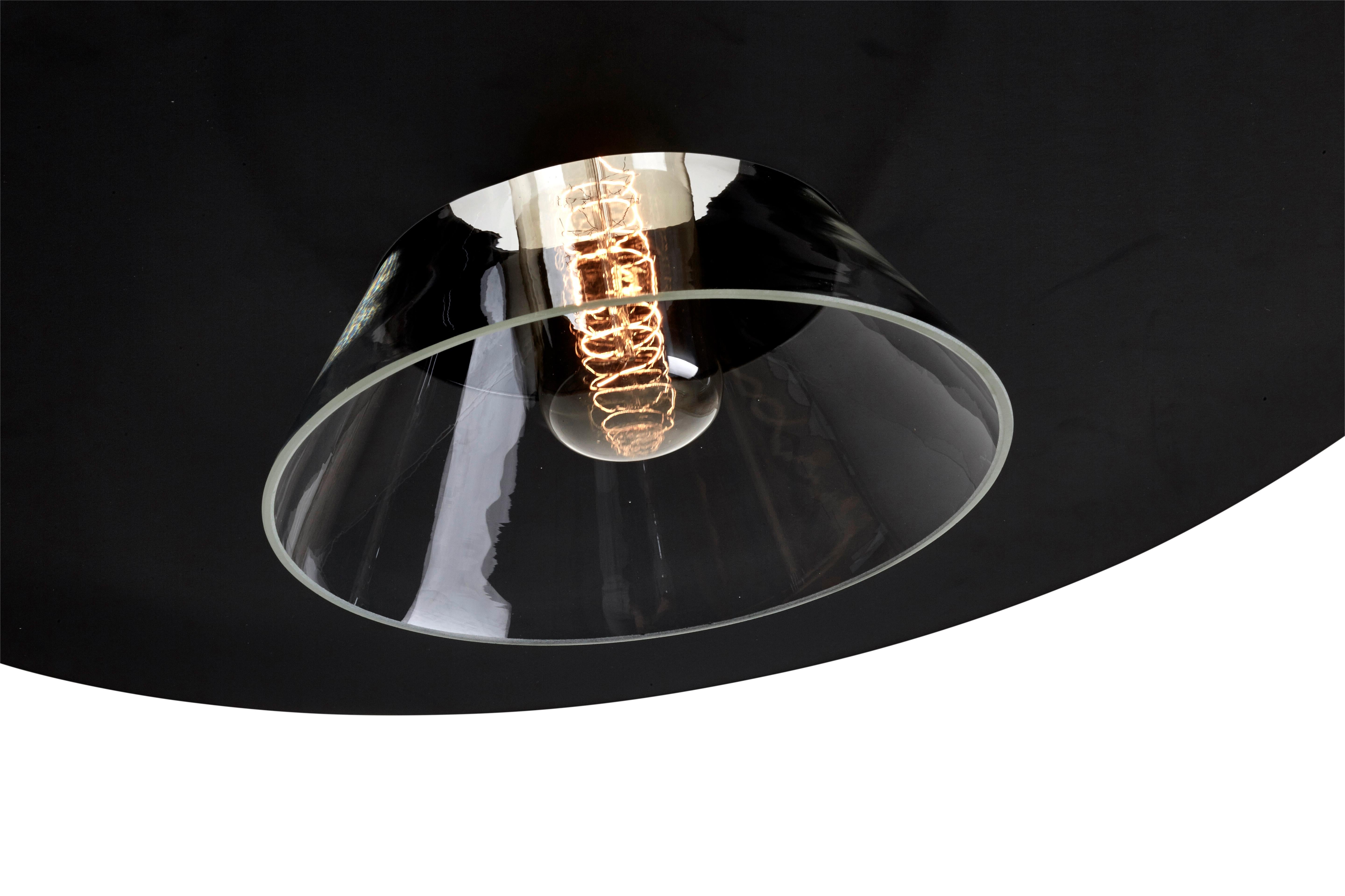 Steel Cymbal Pendant Lamp Black For Sale