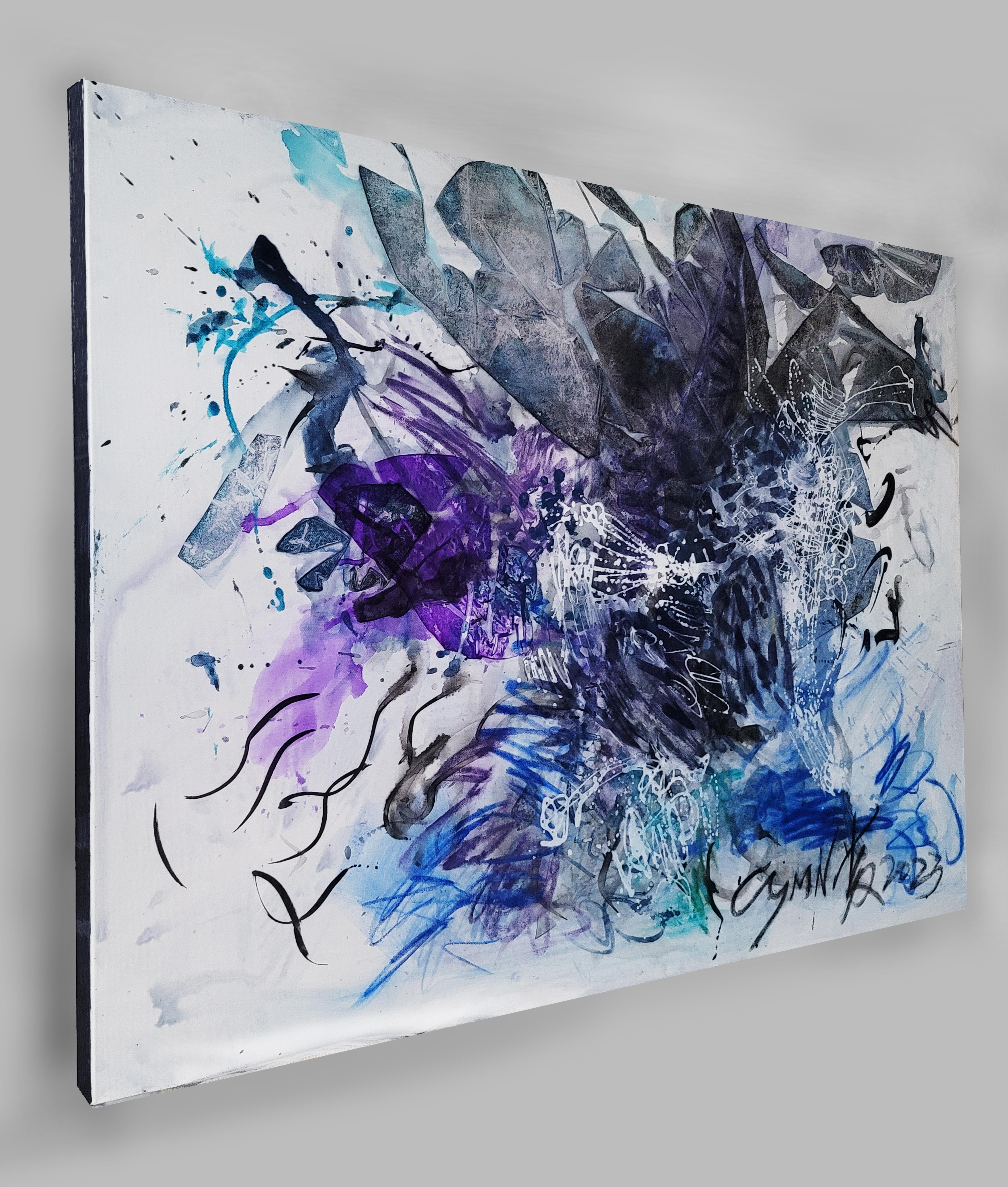 Creating on the vibrant energy of abstract expressionism, this dynamic painting process celebrates the power of growth and transformation through the image of a sprouting plant which arms out as if it is to hold the totality of man’s world.  It also