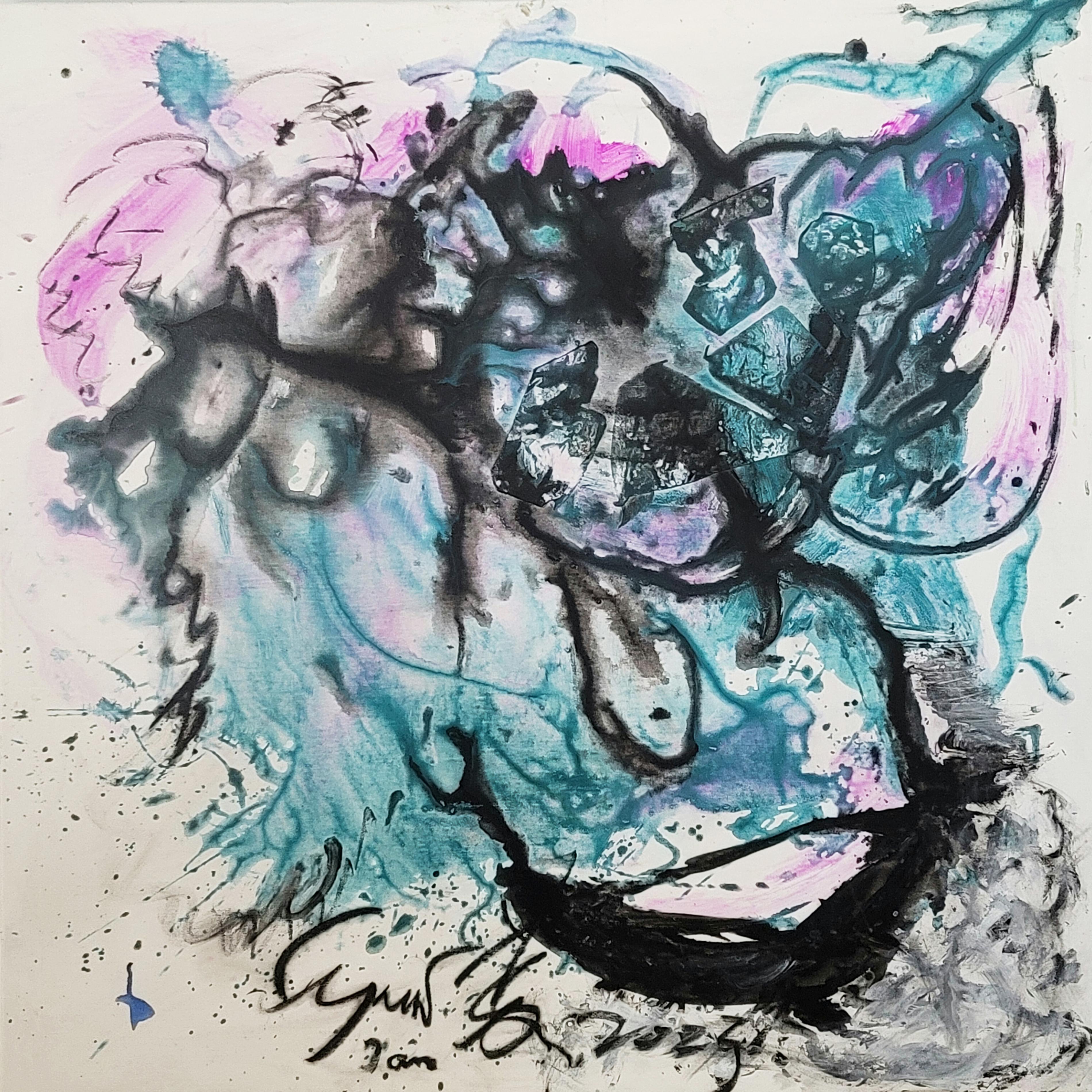 A Singular Transformation I - Energetic, Expressive Abstract, Zen Calligraphy - Painting by Cymn Wong 