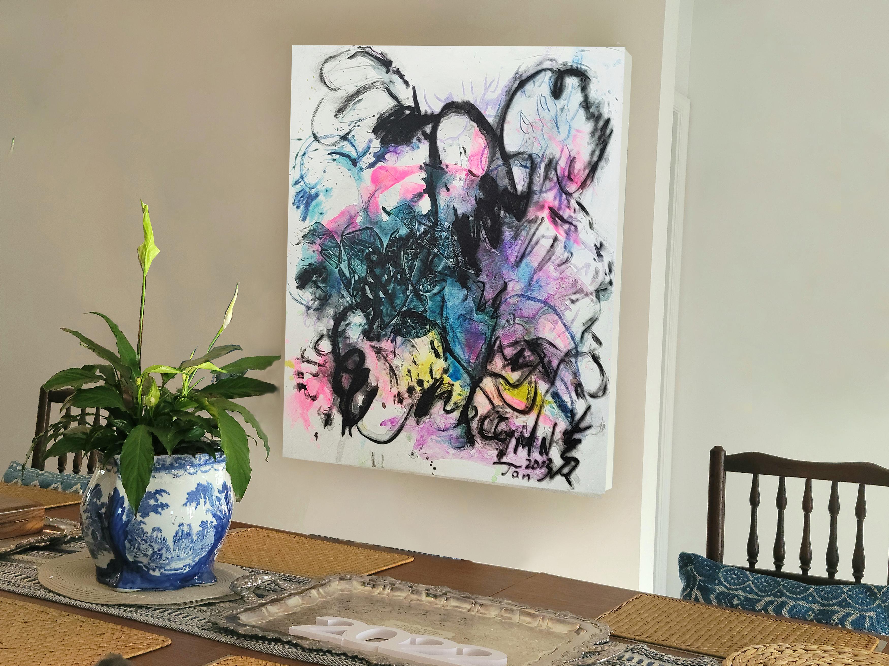 A Singular Transformation II - Energetic, Expressive Abstract, Zen Calligraphy - Abstract Expressionist Painting by Cymn Wong 