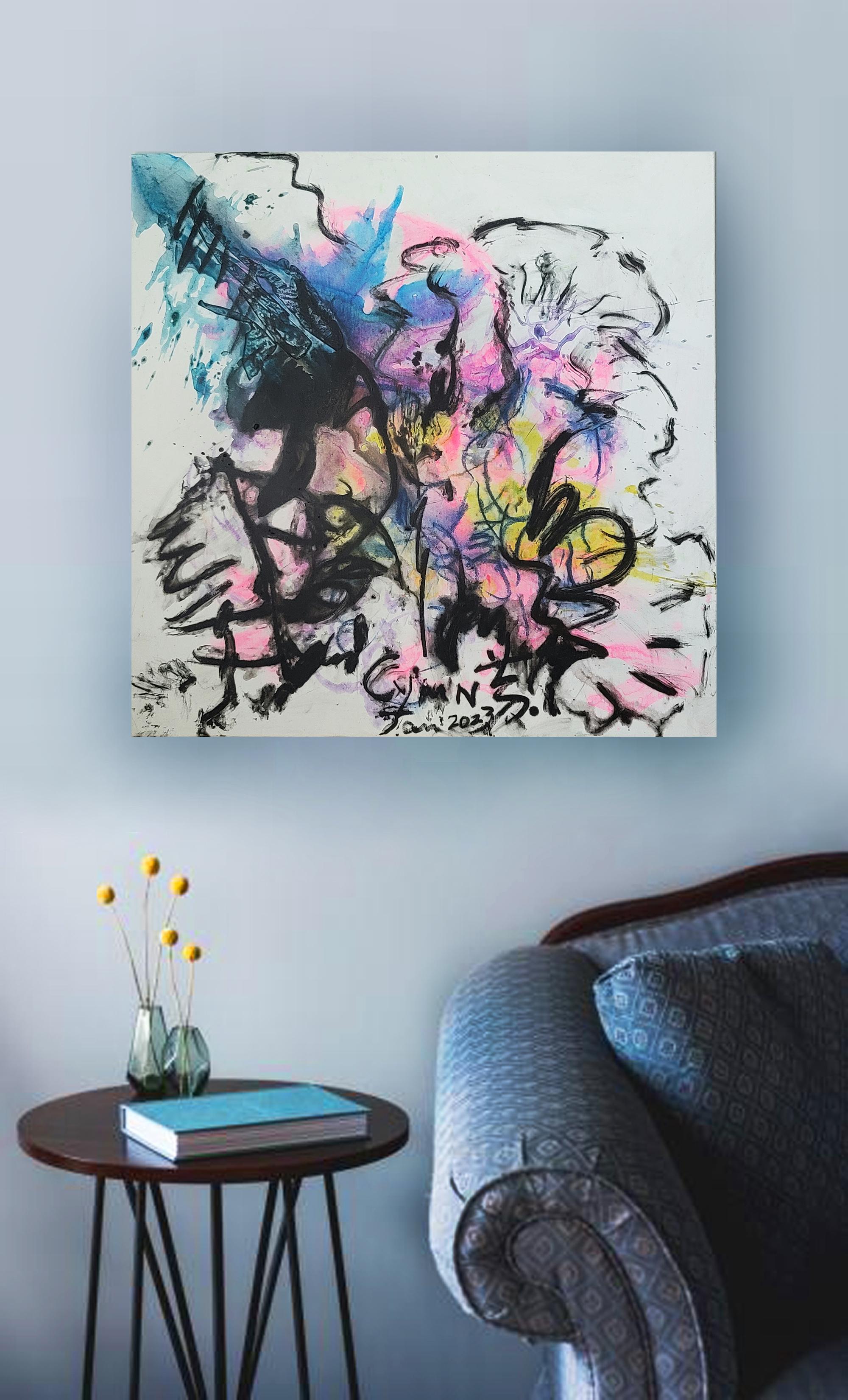 A Singular Transformation III - Energetic, Expressive Abstract, Zen Calligraphy - Abstract Expressionist Painting by Cymn Wong 